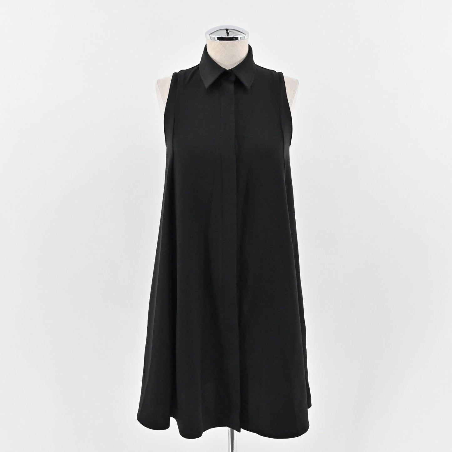 Amanda Uprichard Black Mini Dress Size XS Sleeveless Collared Relaxed Fit Chic