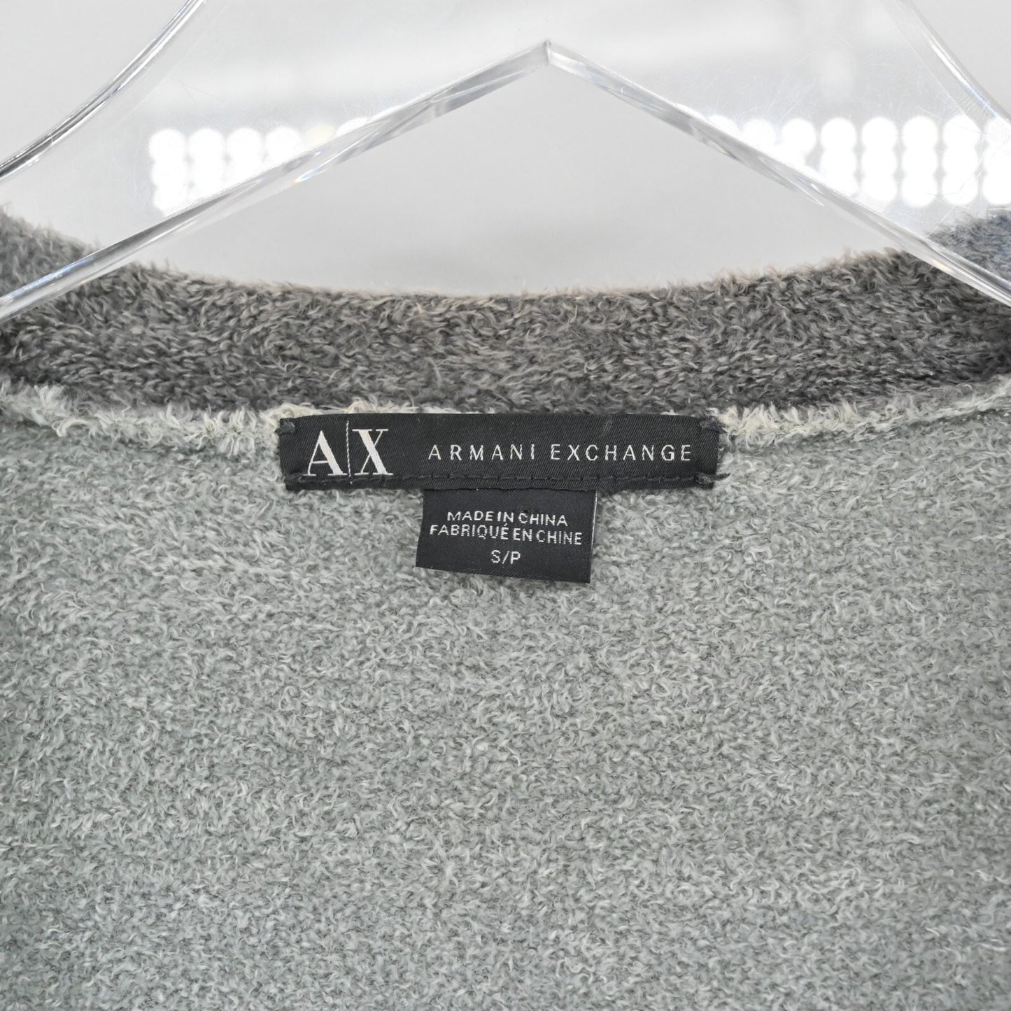 ARMANI EXCHANGE Womens Cardigan Sweater Size S Academic Gray Logo Patch Pocket