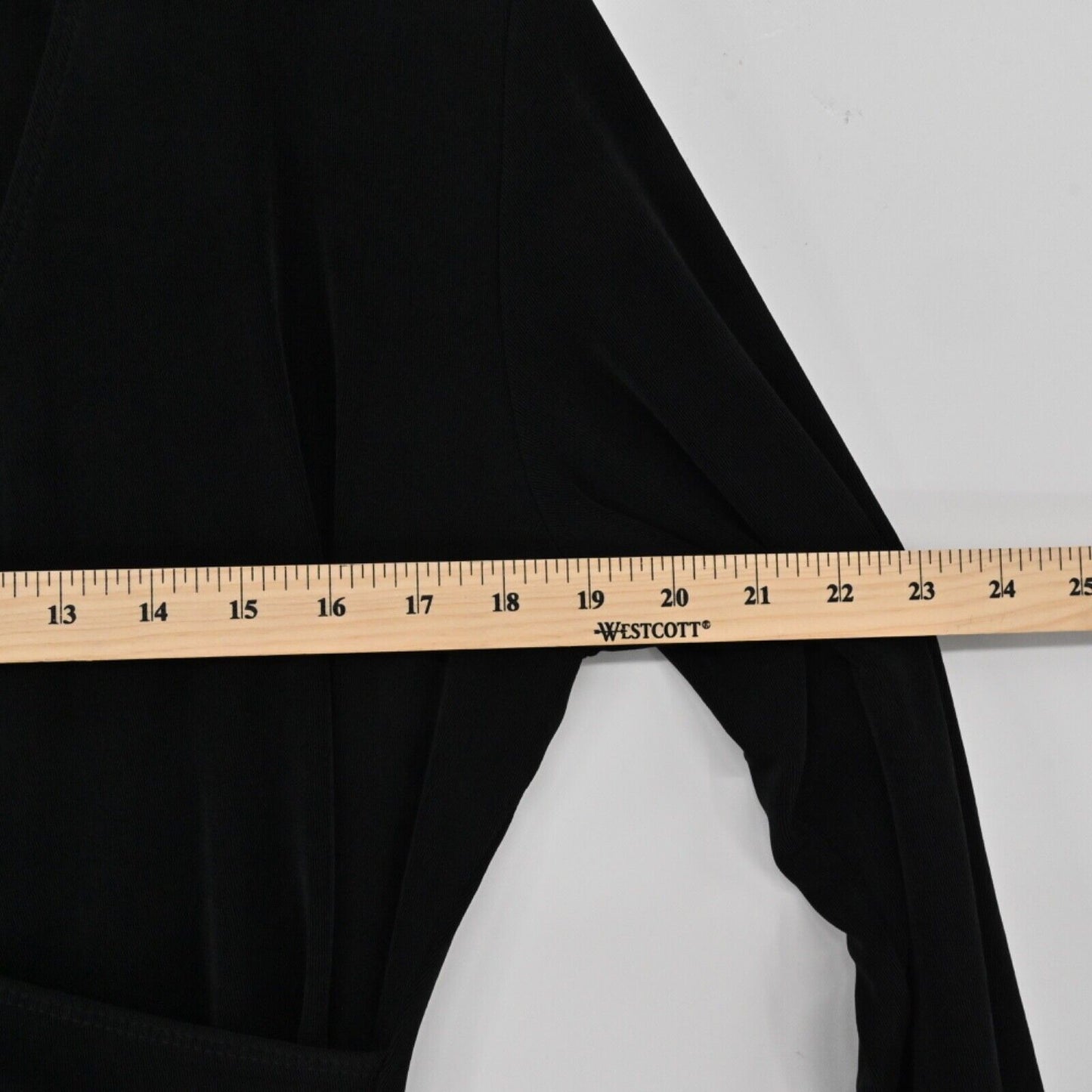 CHICOS Dress Womens Size L Black Knit Travelers Faux Wrap Long Sleeve VNeck USA