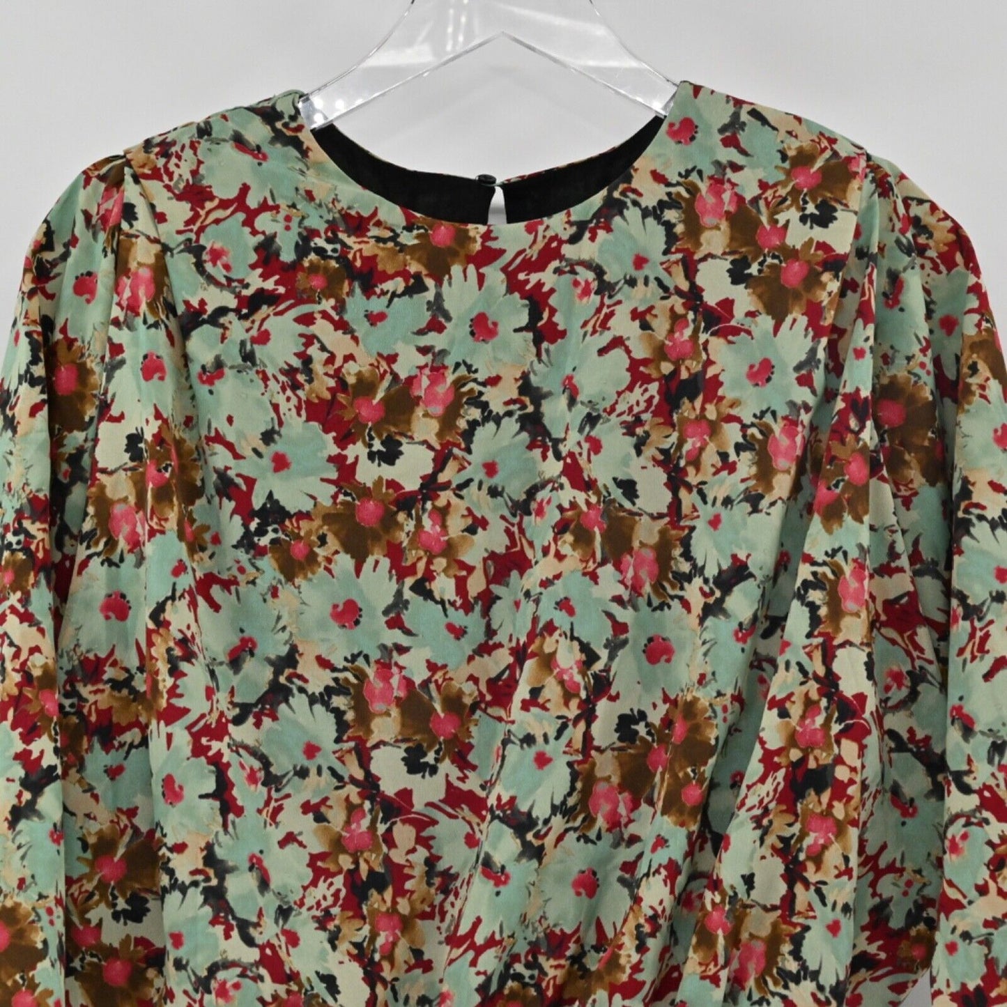 ZARA Dress Womens Size XS Floral 3/4 Sleeve Structured Blouson Mini Retro Twee