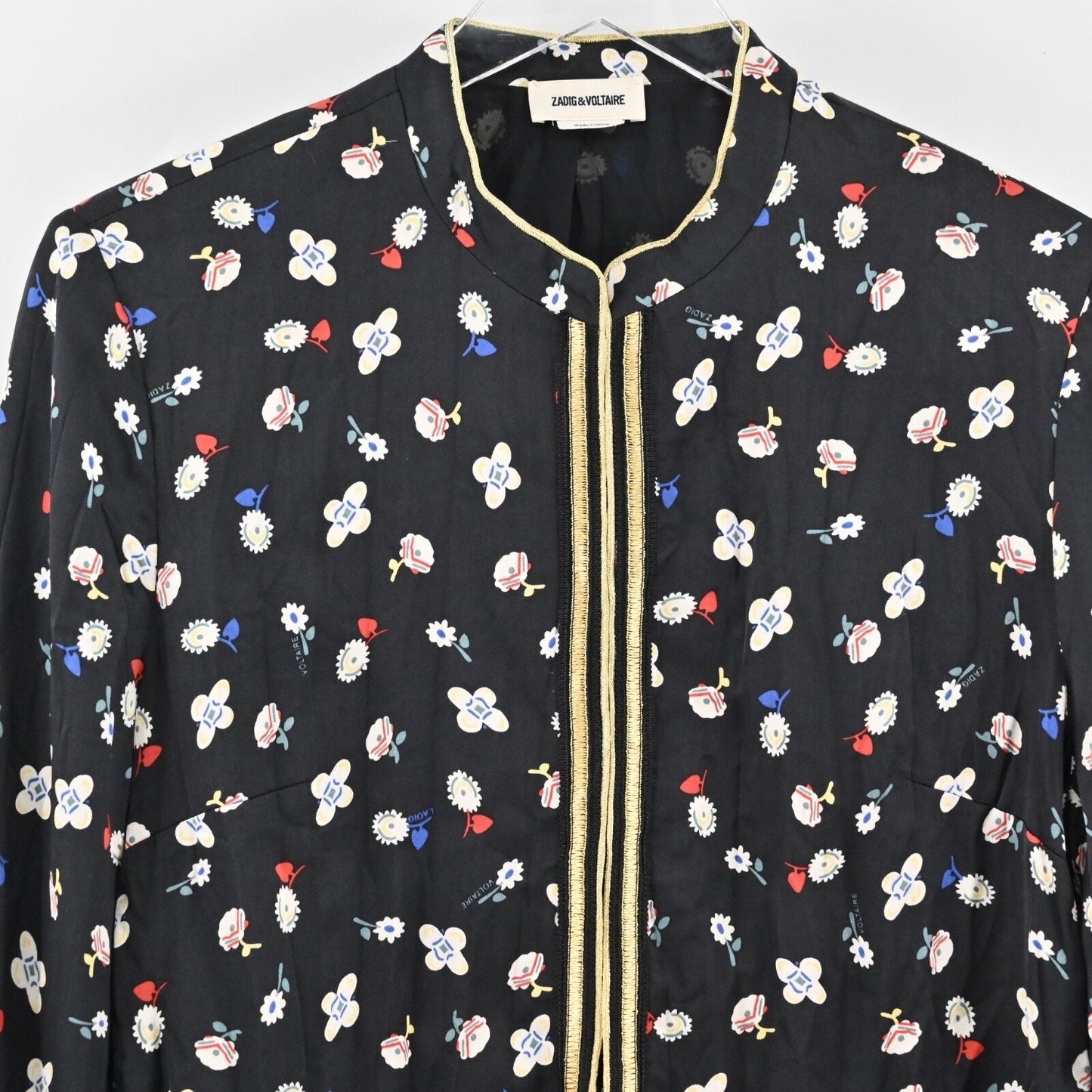 ZADIG VOLTAIRE Jacket Womens Size 40 Black Vendrix Floral Embroidered Retro Boho