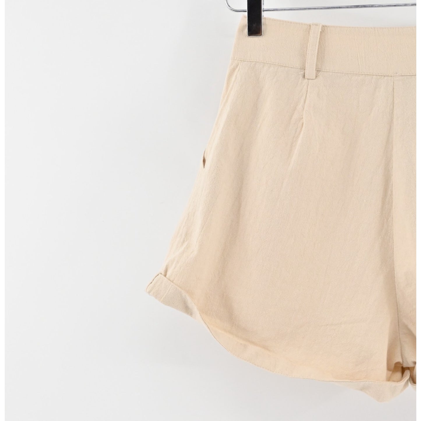 FREE PEOPLE Womens Khaki Shorts Size XS Preppy Cuffed Pleated High Rise Cotton