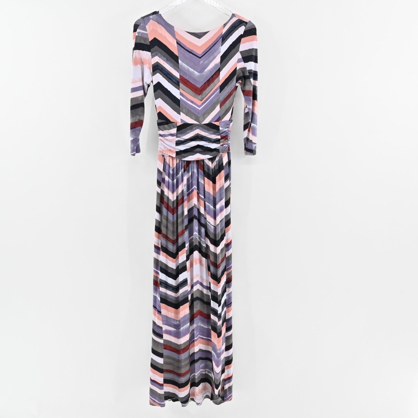 ANTHROPOLOGIE Maeve Novela Dress Size XS Chevron Print Scoop Neck Jersey Maxi