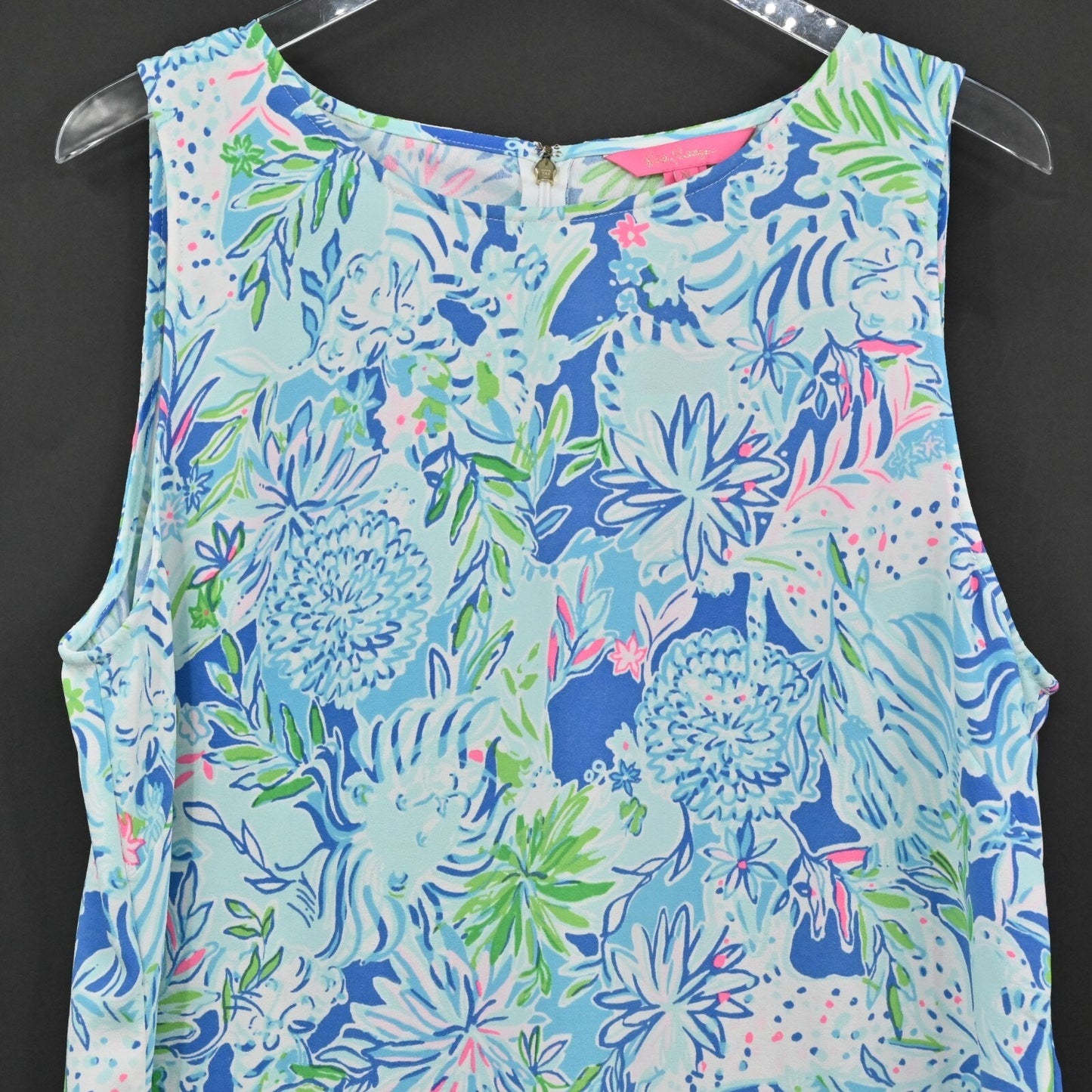 LILLY PULITZER Top Womens Size XL Donna Shift Tunic Coastal Blue Lion Around NEW