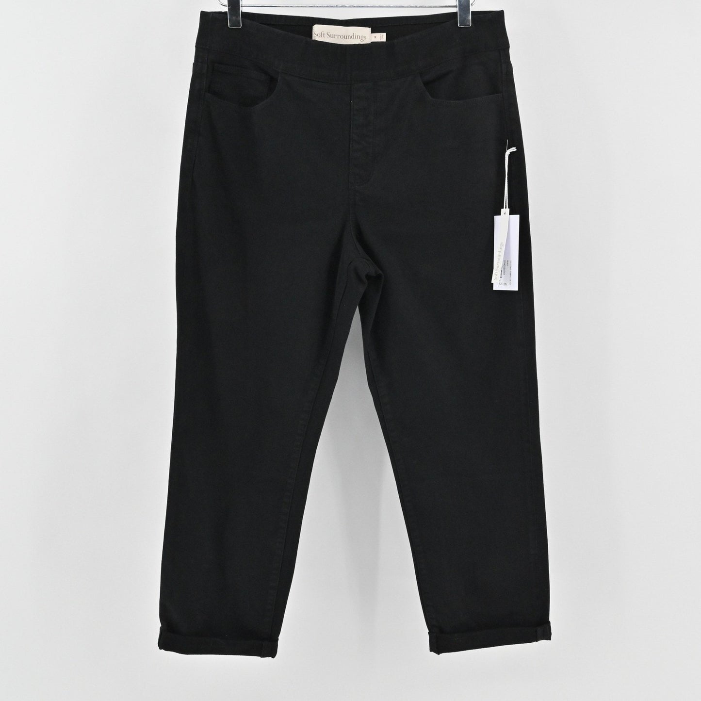 Soft Surroundings Womens Pull On Crop Pants Size M Black Stretch Casual