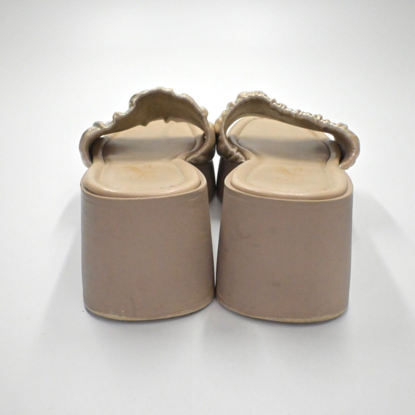 SEYCHELLES Sandals Womens Sz 8 Gold Metallic Leather Coney Island Slide Platform