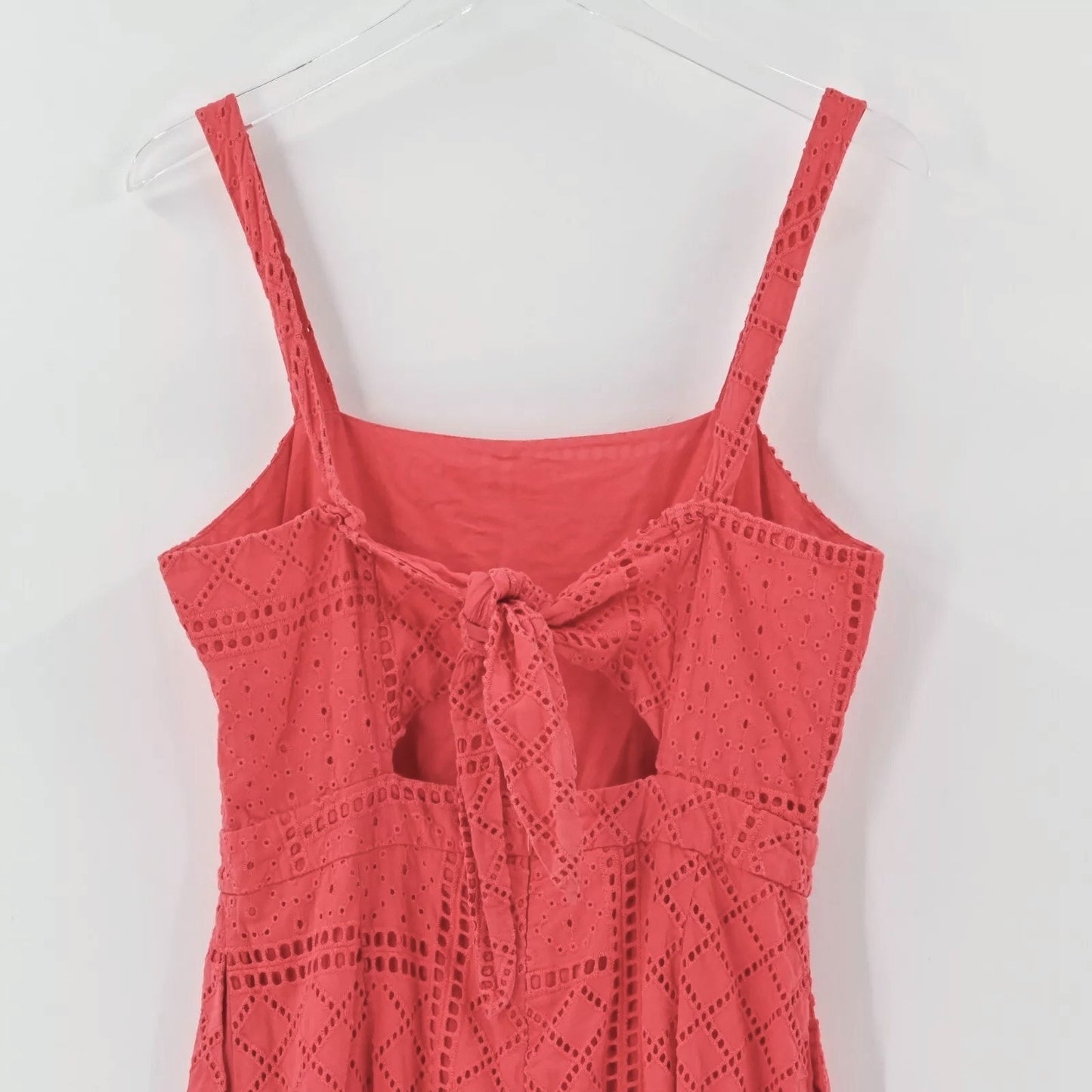 PARKER Womens Ashton Jumpsuit Sz 4 Red Eyelet Sleeveless Crop Slit Wide Leg