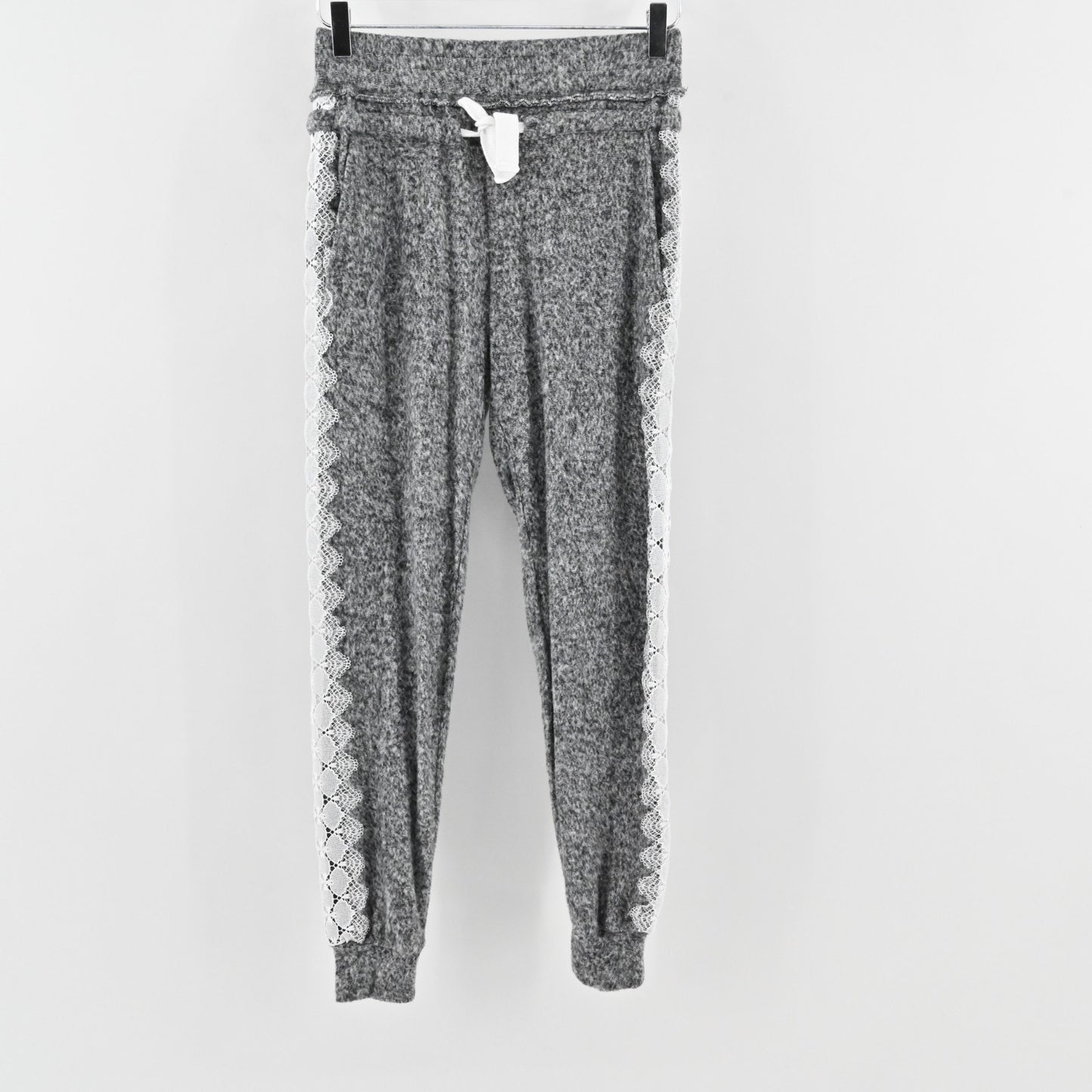 The Kooples Sport Womens Gray Fleece Set Size S/M Embroidered Lace Super Soft