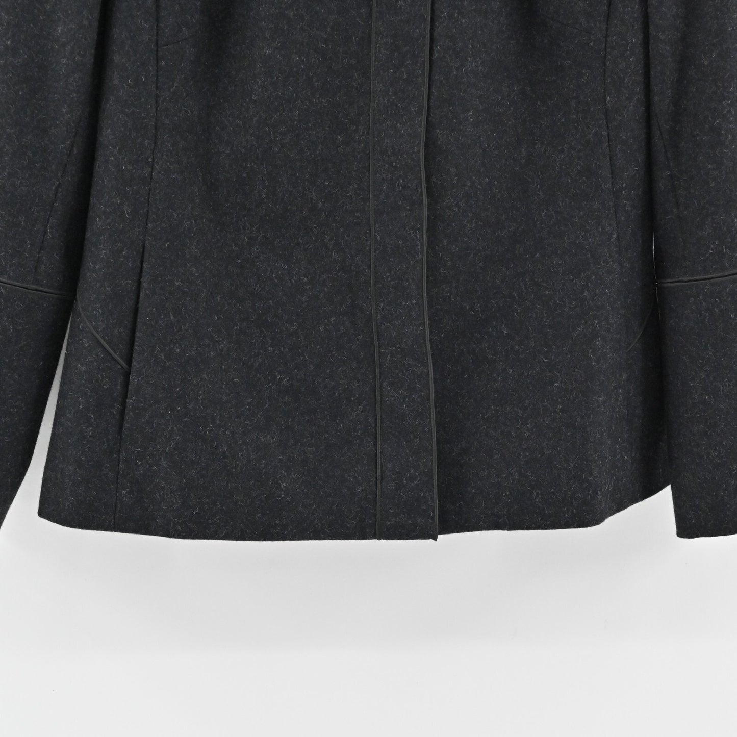 Wool Jacket Womens Size L Slate Gray Mock Neck Classic Outerwear Ethical Quality