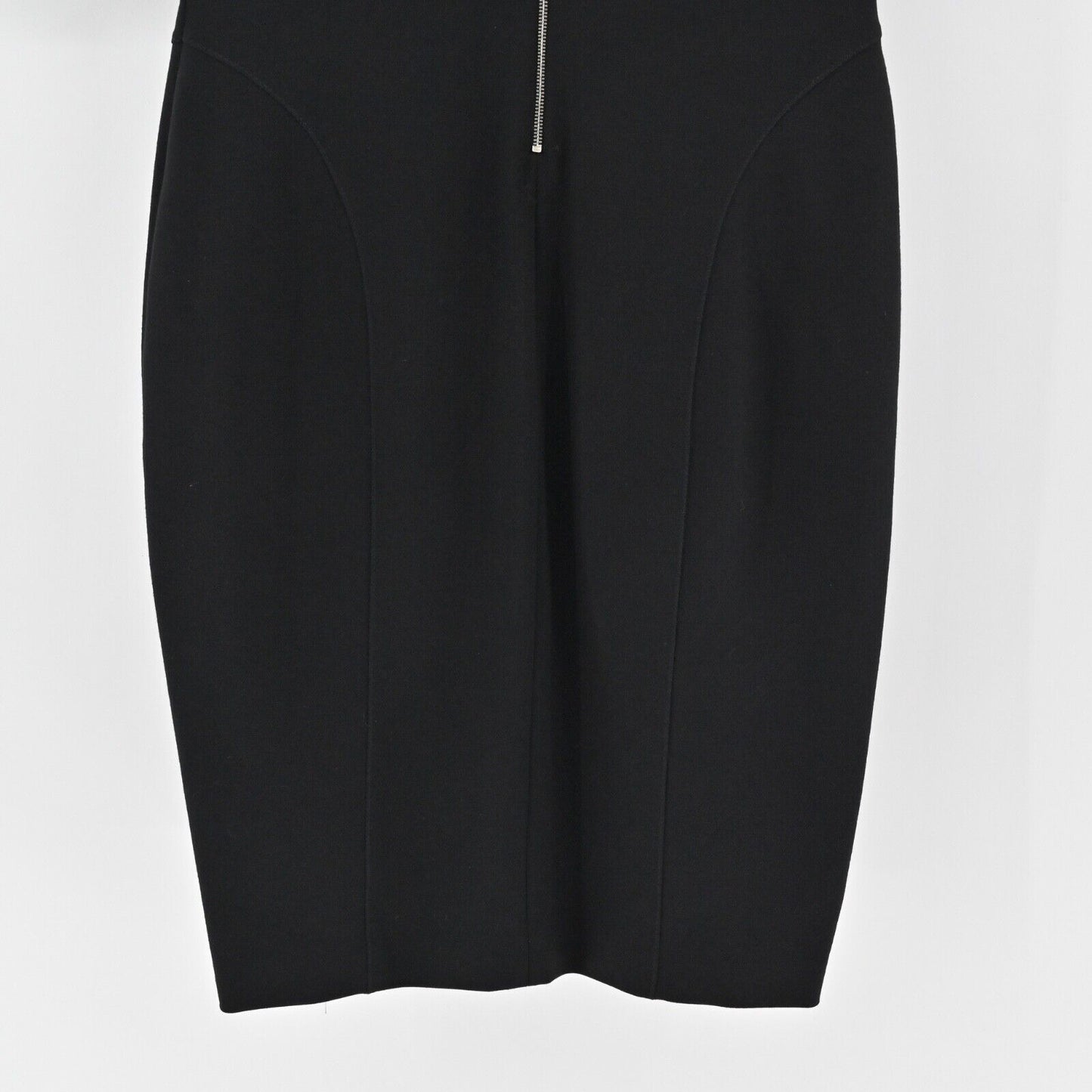 LES COPAINS Dress Size 44 Black V Neck Half Sleeve Knee Length Zip Sheath Career