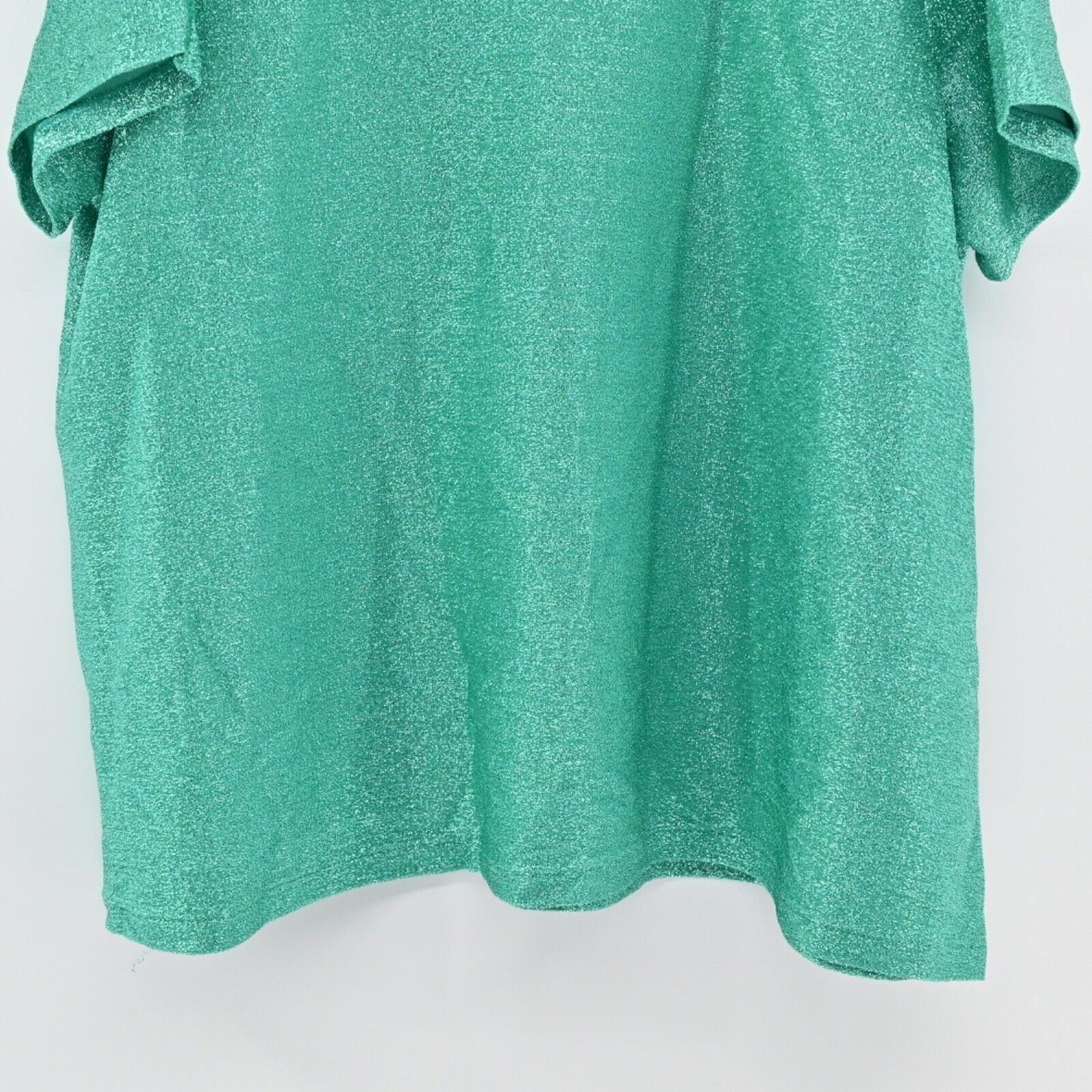 New JESSICA LONDON Womens Plus Size 26/28 Metallic T Shirt Top Teal Green Glam