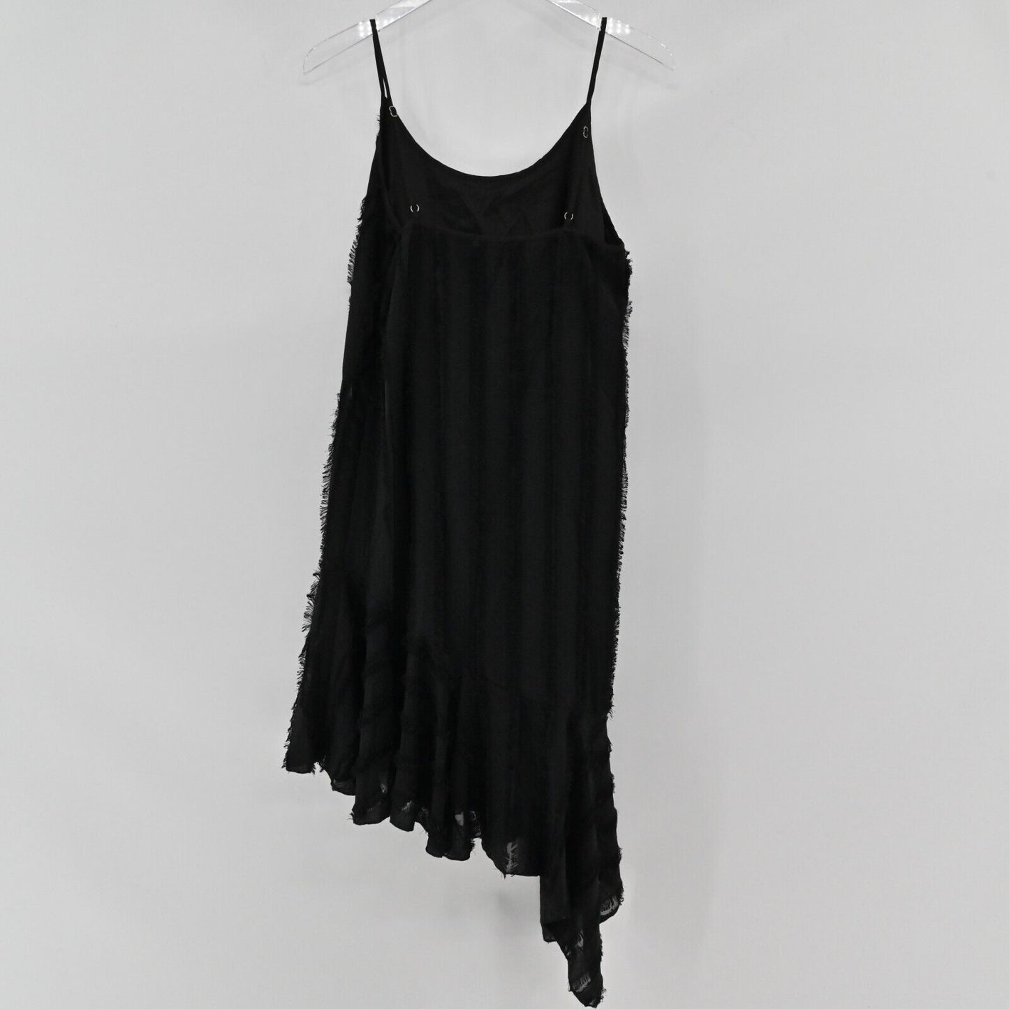 ANTHROPOLOGIE Dress Womens Size S Eri Ali Black Fringed Slip Textured Midi Goth