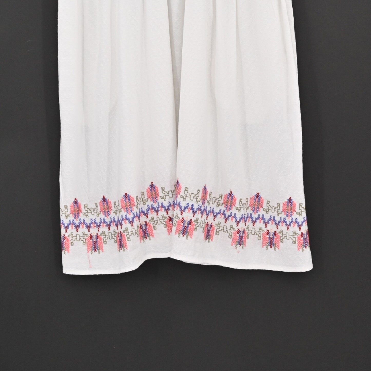 KNOX ROSE Embroidered Dress Womens Size L Cottagecore Tassel Tie Button White