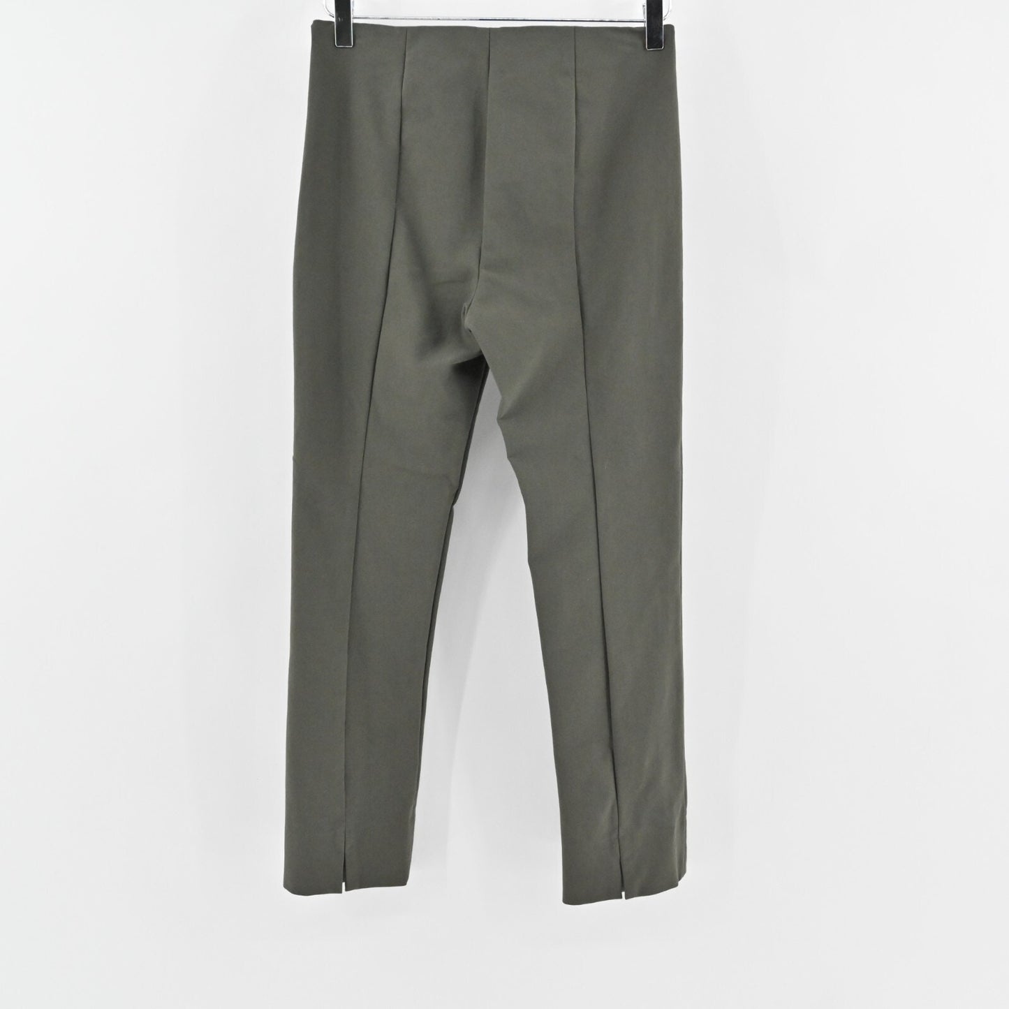 VINCE Pants Womens Size M Olive Green Skinny Stretch Back Slit Ankle Minimalist