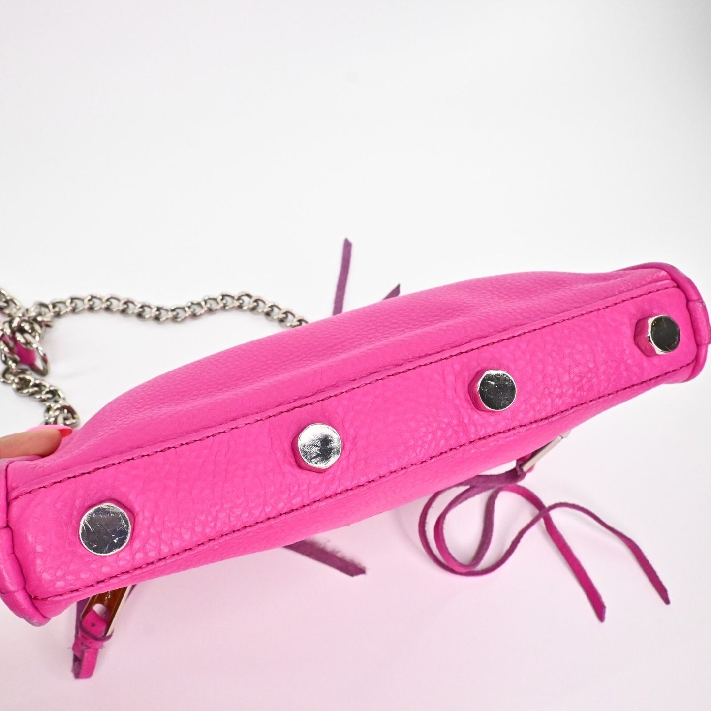 Rebecca Minkoff Mini 5 Zip Rocker Pink Crossbody Bag Leather Silver Maximalist