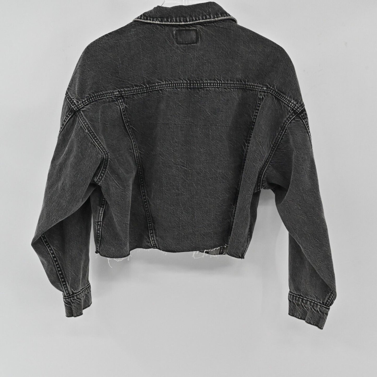 AMERICAN EAGLE Jacket Womens Size Small Black Wash Long Sleeve Cropped Denim