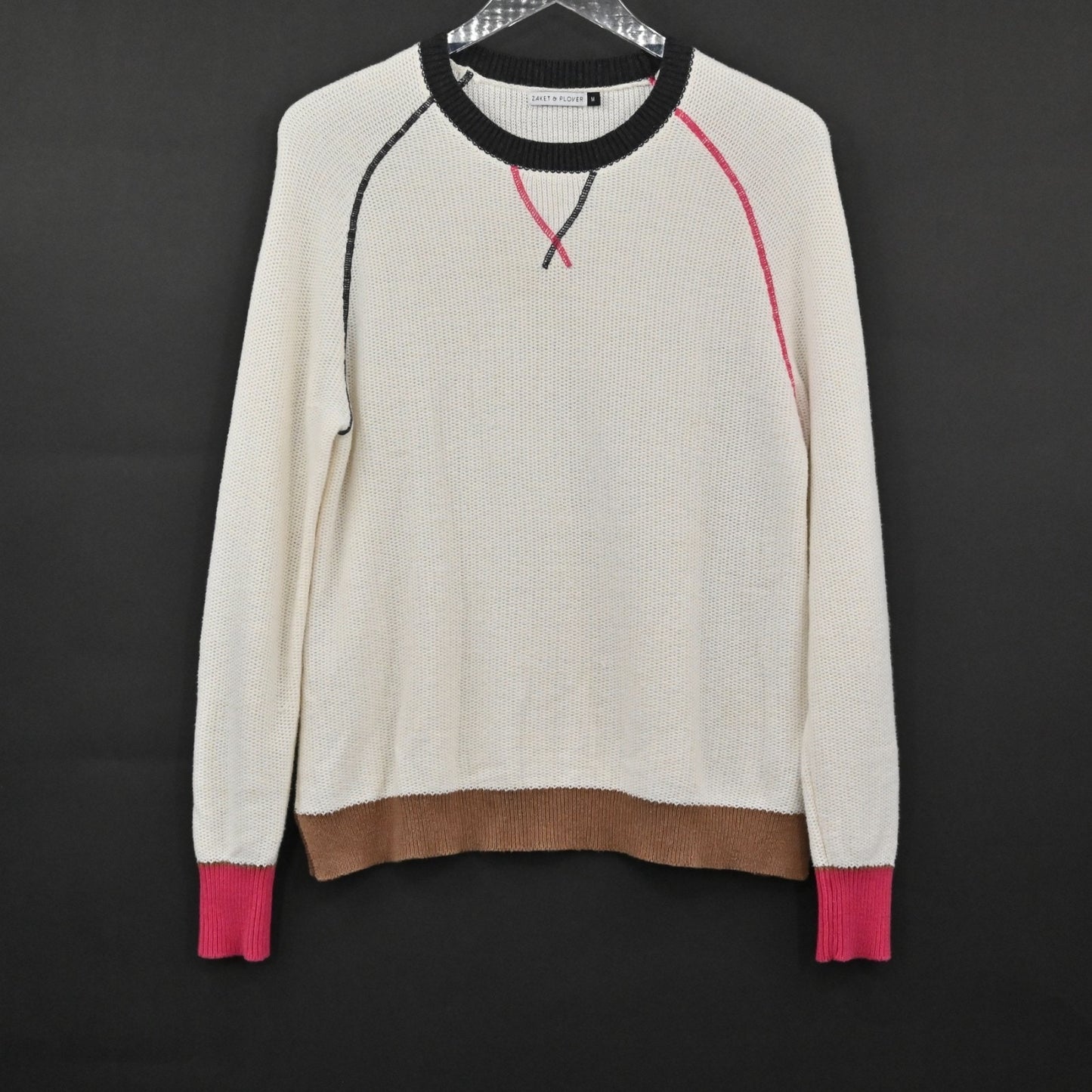 Zaket Plover Womens Cashmere Sweater Size M Knit Raglan Color Block Cozy Soft