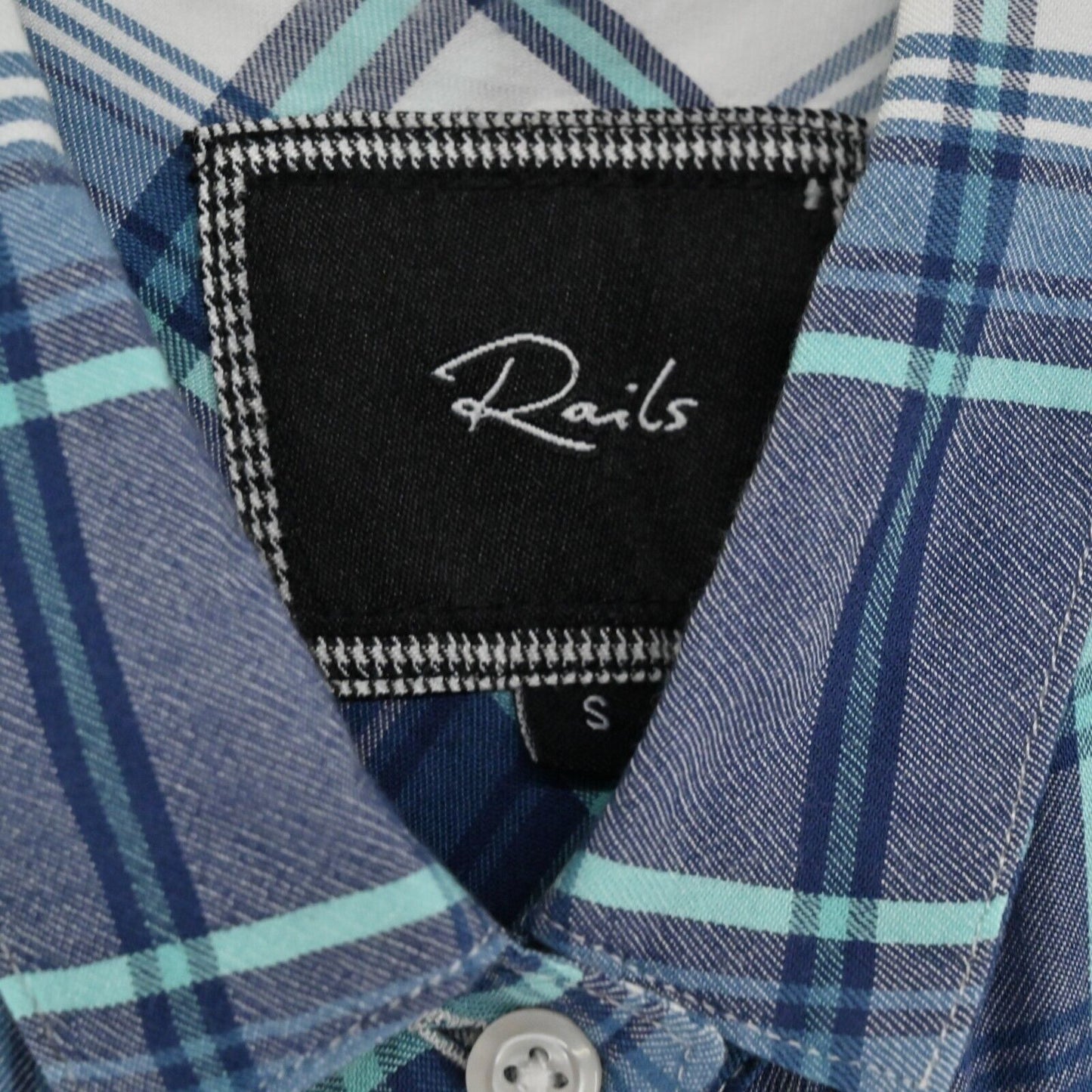 RAILS Top Womens Sz Small Britt Blue White Plaid Sleeveless Button Front Western