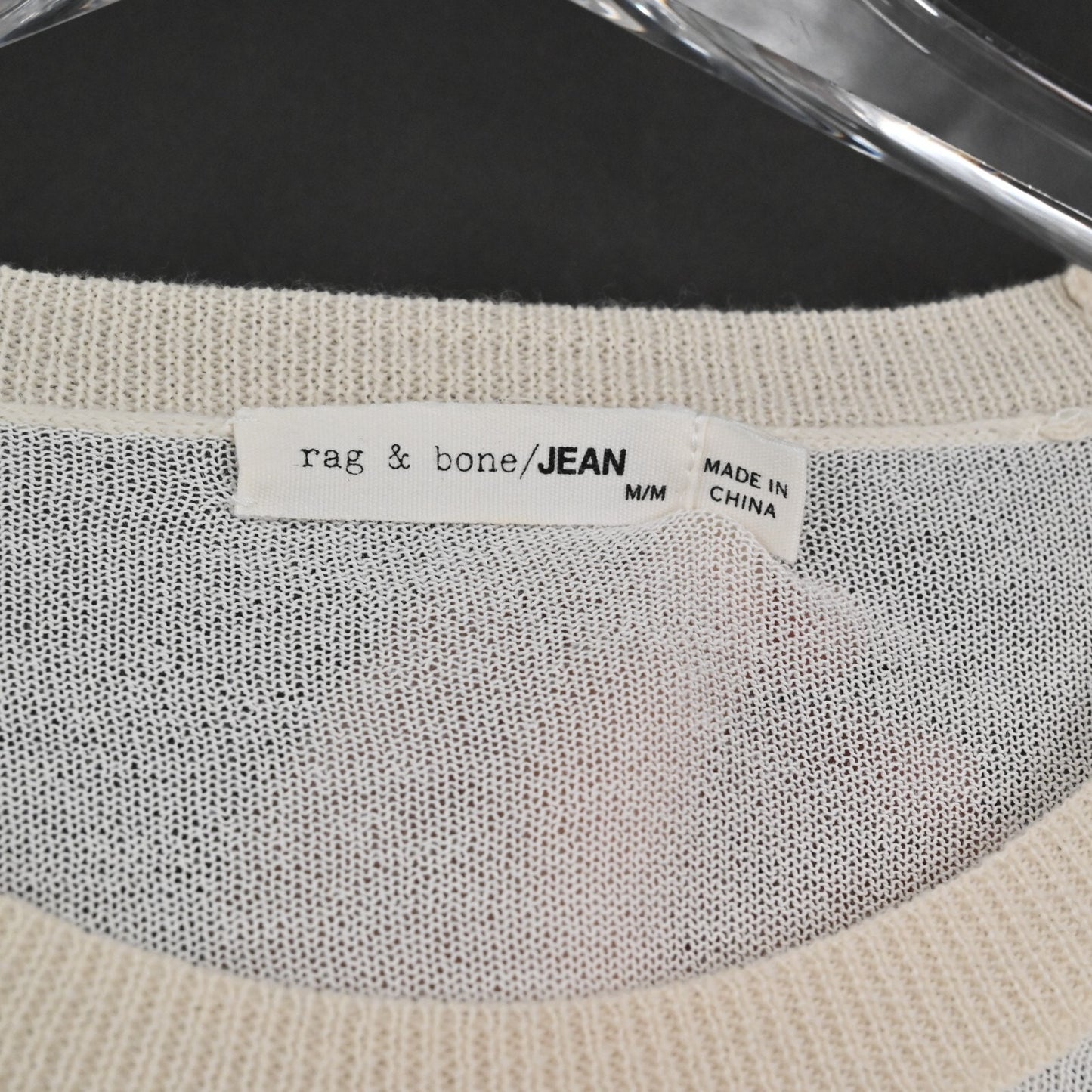 RAG BONE Womens Sweater Merino Wool Size M Vivi Crew Lightweight Stripe Neutral