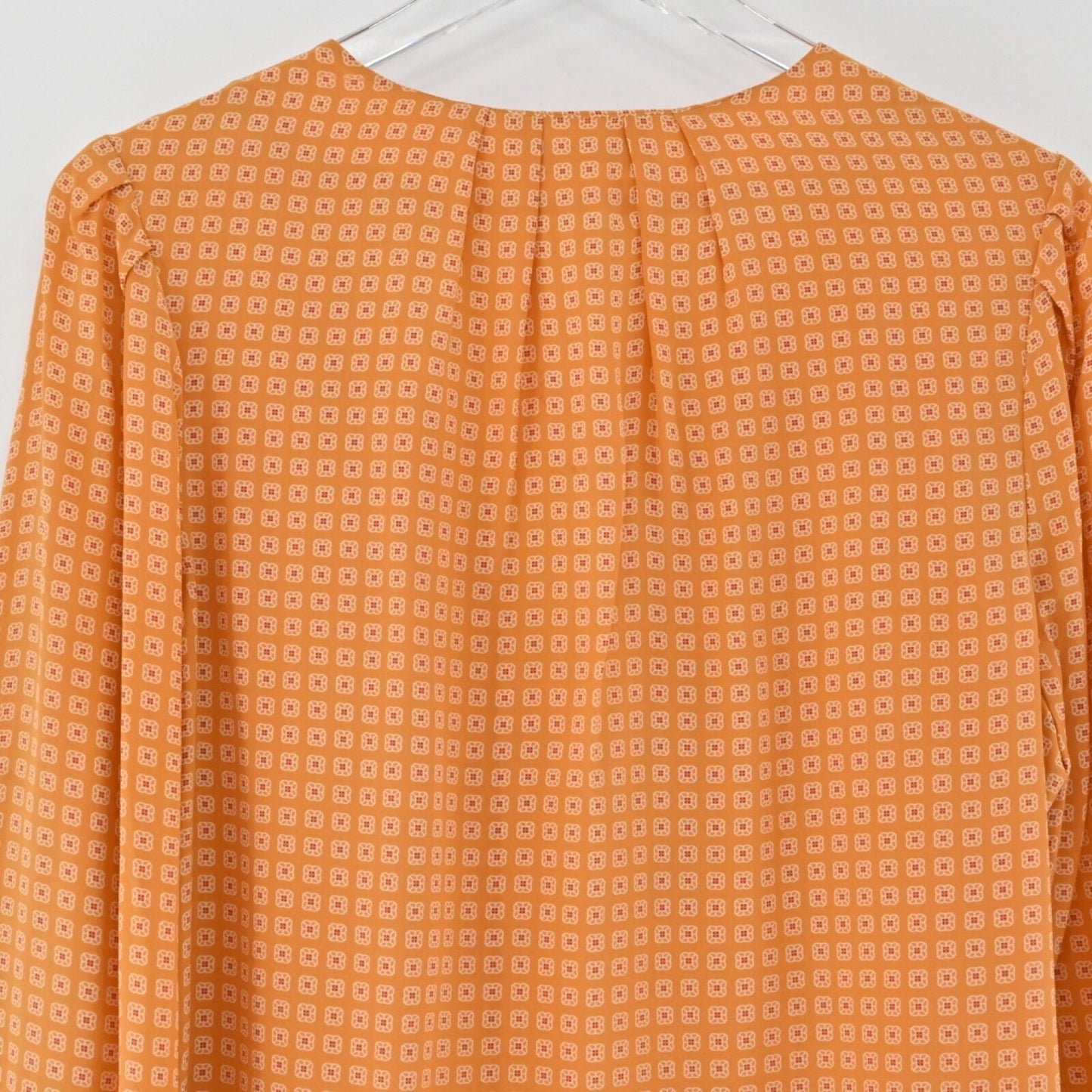 JOIE Womens 100% Silk Top Size M Orange Amy Scarf Print V Neck Long Sleeve Boho