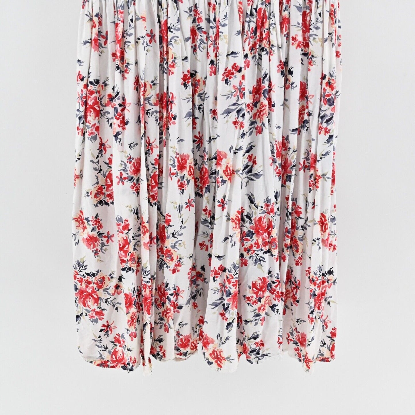 TORRID Dress Size 3X White Red Floral Smocked Tie V Neck Flutter Sleeve Shift