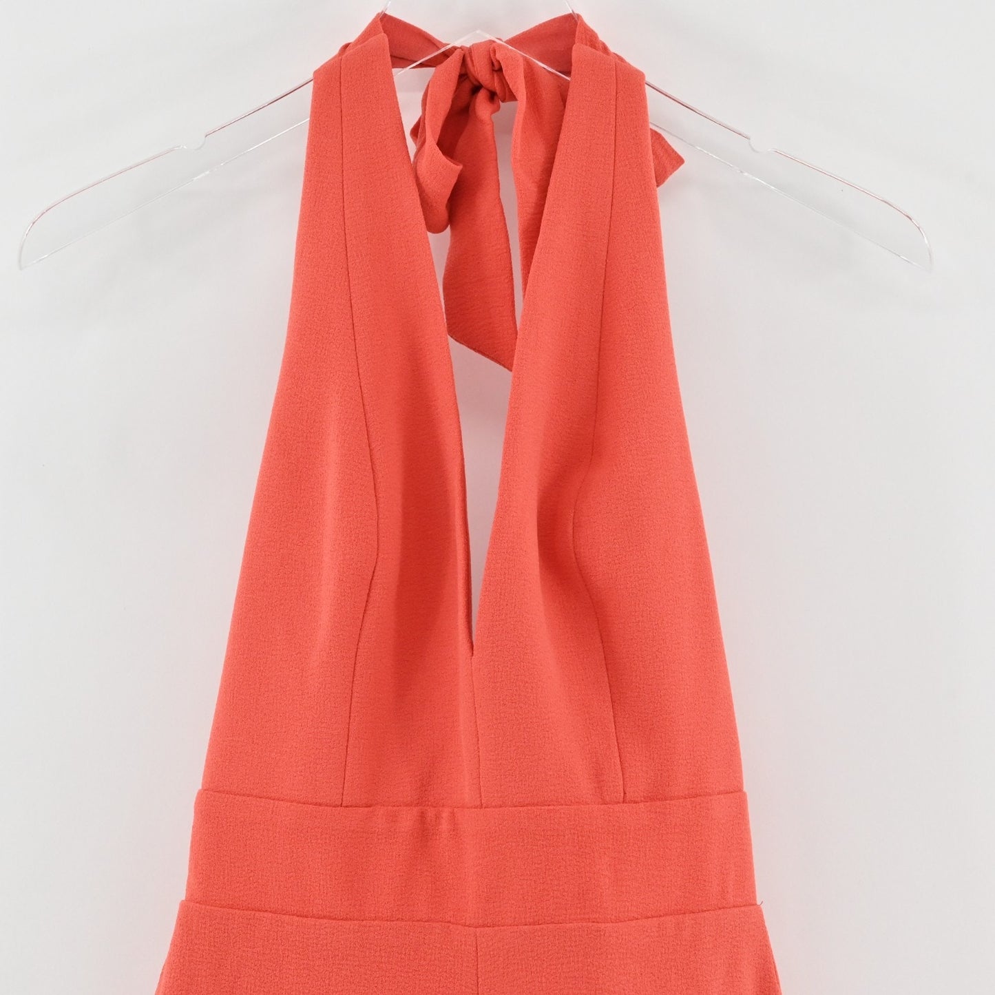 Dress The Population Alexi Halter Romper Womens Size XS Open Back VNeck Poppy
