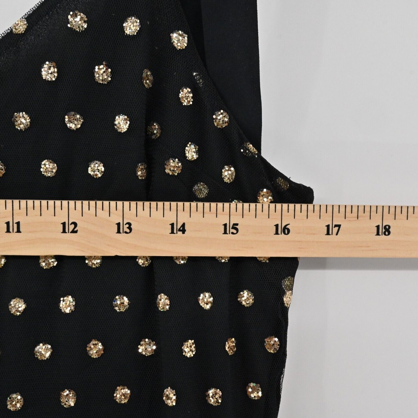 MODCLOTH Dress Womens Size L Another Brilliant Polka Dot Black Gold Tie Shoulder