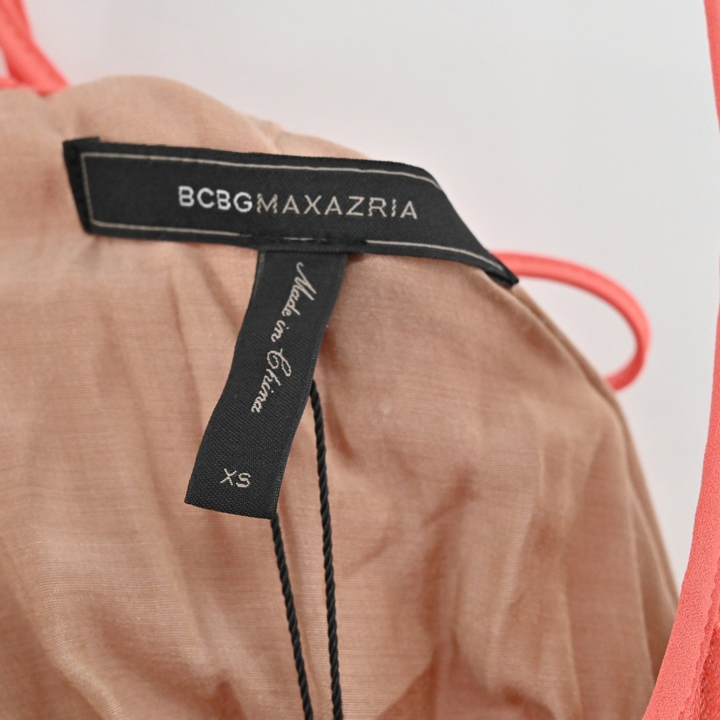 BCBGMAXAZRIA Gisselle Pleated Mini Dress Size XS Coral Sleeveless Bohemian NEW