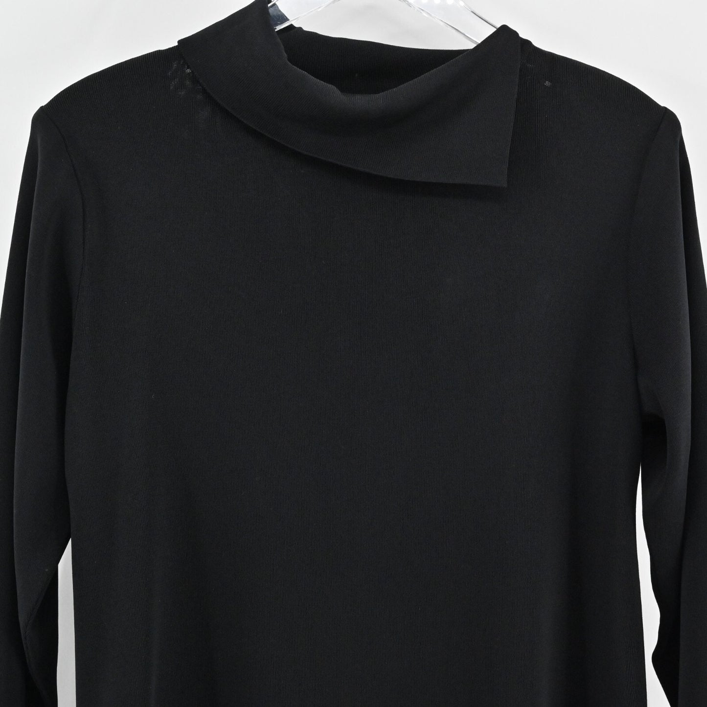 MISOOK Black Sweater Womens Size M Quiet Luxury Knit Fold Collar Exclusively