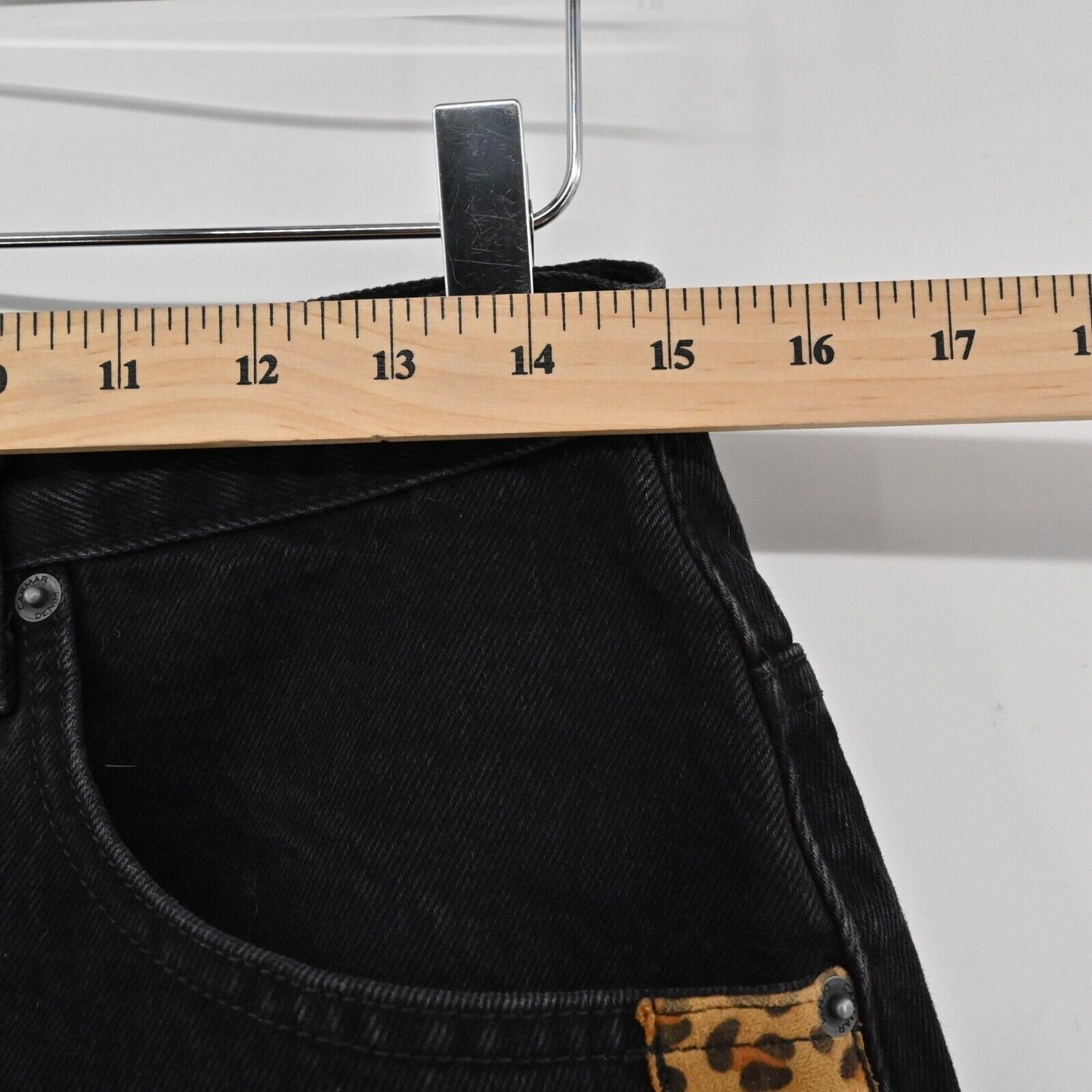 CARMAR Skirt Womens Size 29 Black Leopard Print Distressed Denim Beatrice Mini