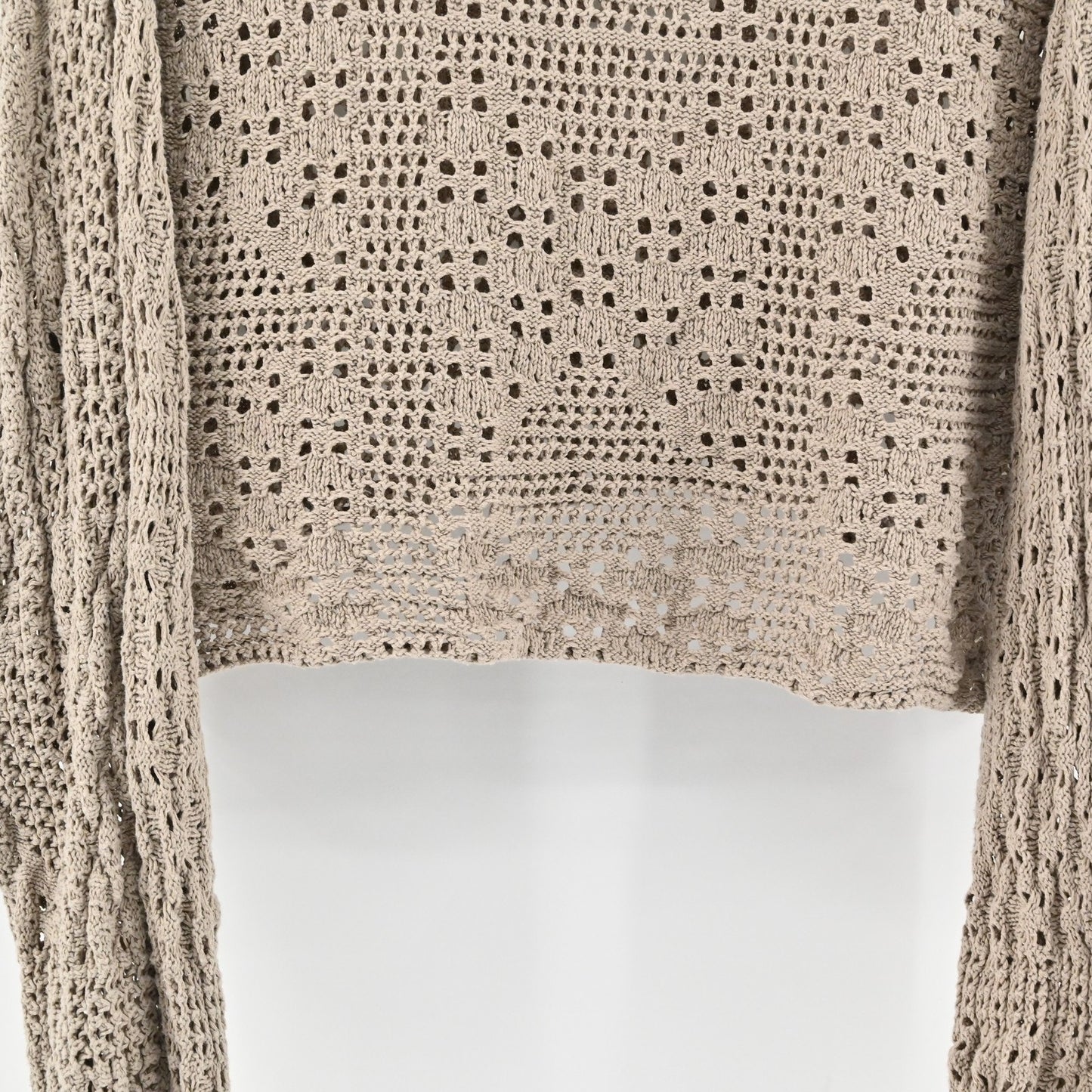 Free People Sweater Womens Large Tan Yellow Open Knit Pullover Boho Lightweight