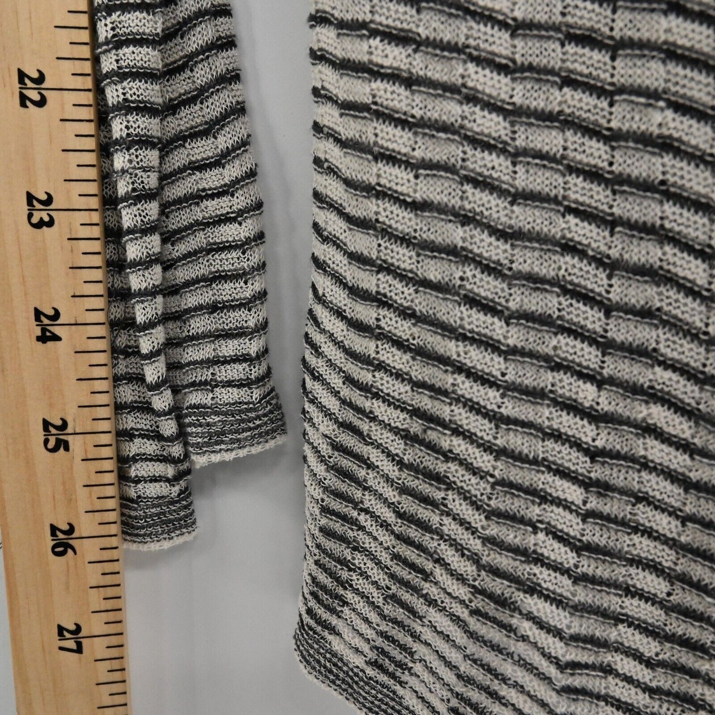 EILEEN FISHER Cardigan Womens Sz M Fine Organic Linen Crepe Knit Sweater Stripe