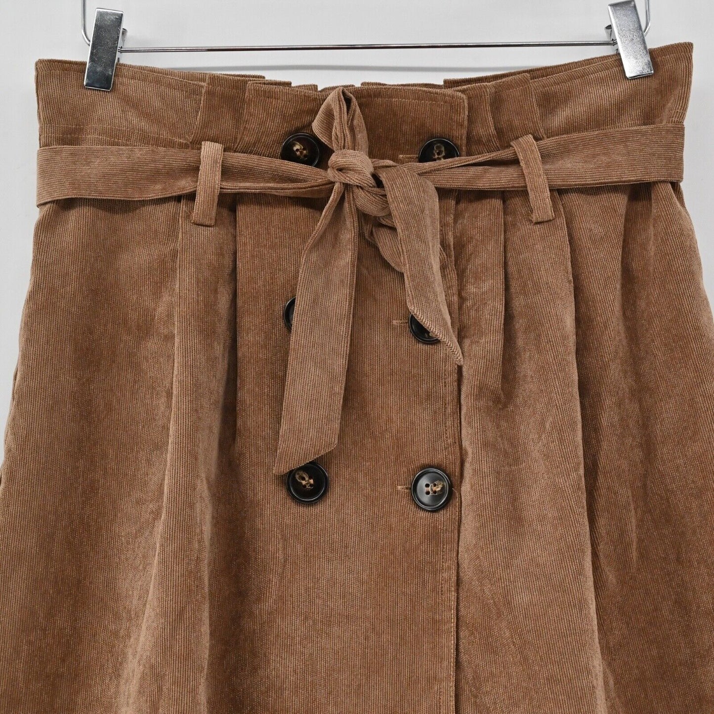 ALTARD STATE Skirt Womens Size L Brown Corduroy Button Front Paperbag Waist Mini