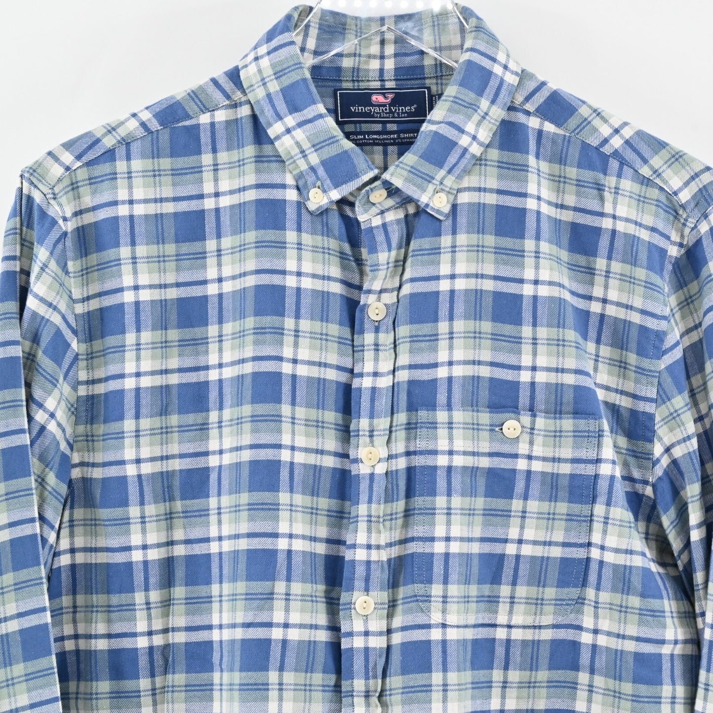 VINEYARD VINES Mens Plaid Shirt Size M Slim Longshore Blue Green Button Casual