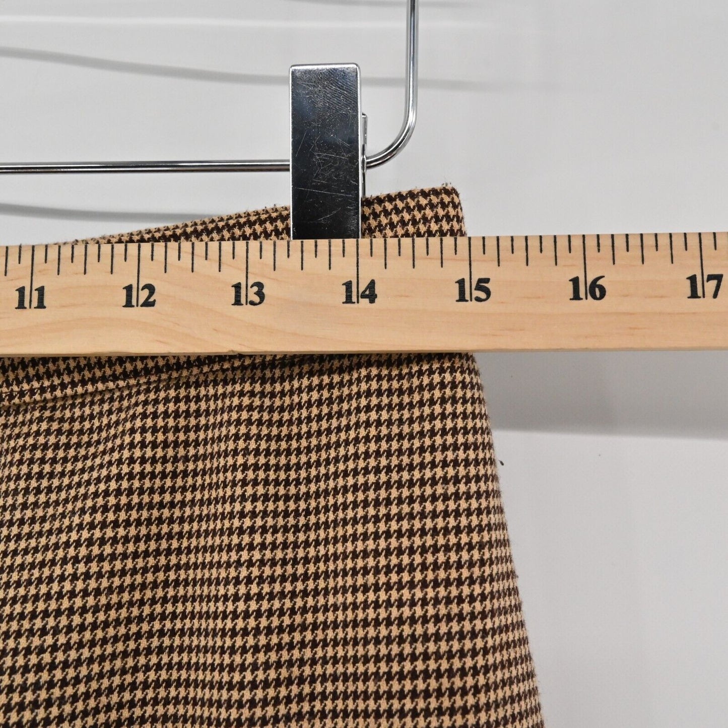 Vtg SAG HARBOR Pants Womens Sz 8P Stretch Houndstooth Black Tan Wide Leg Trouser