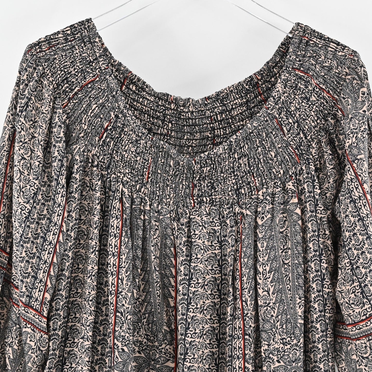ANTHROPOLOGIE Top Womens Size L Virginia Augusta Boho Off Shoulder Lace Trim