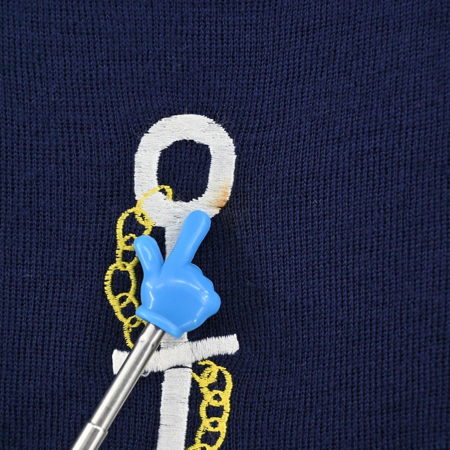 True Vintage Sweater Womens Sz M Navy Red Anchor Nautical Sailor Sailboat 1960s