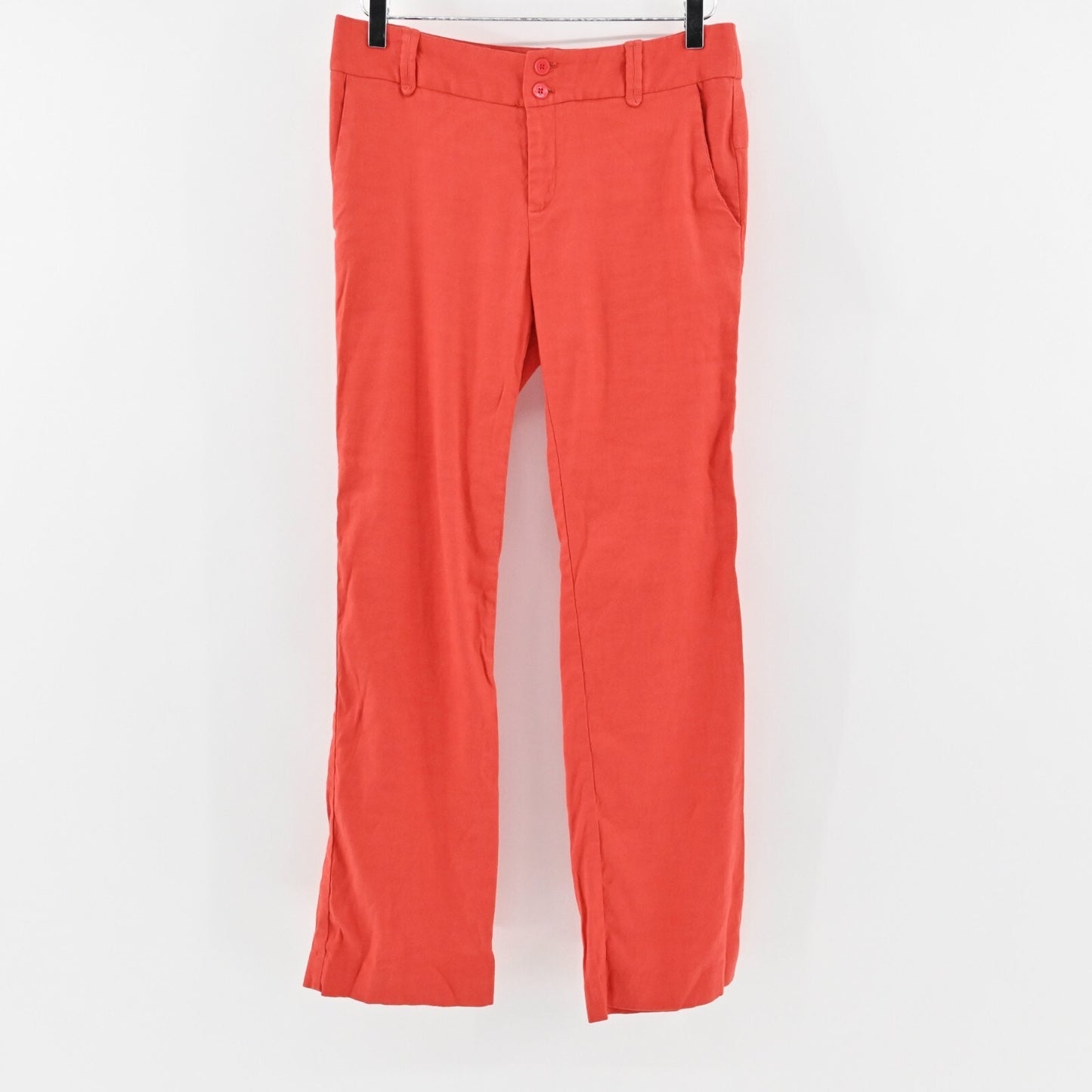 ANTHROPOLOGIE Pants Womens Size 4P Elevenses Coral Red Linen Blend Trousers