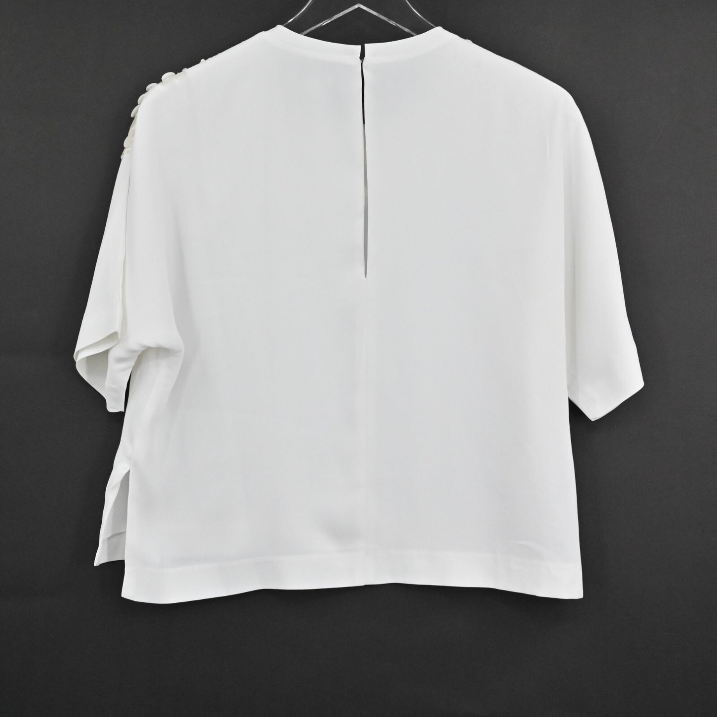 WHISTLES White Sequin Top Womens Size 4 Beaded Embellished Boxy Short Sleeve Tee