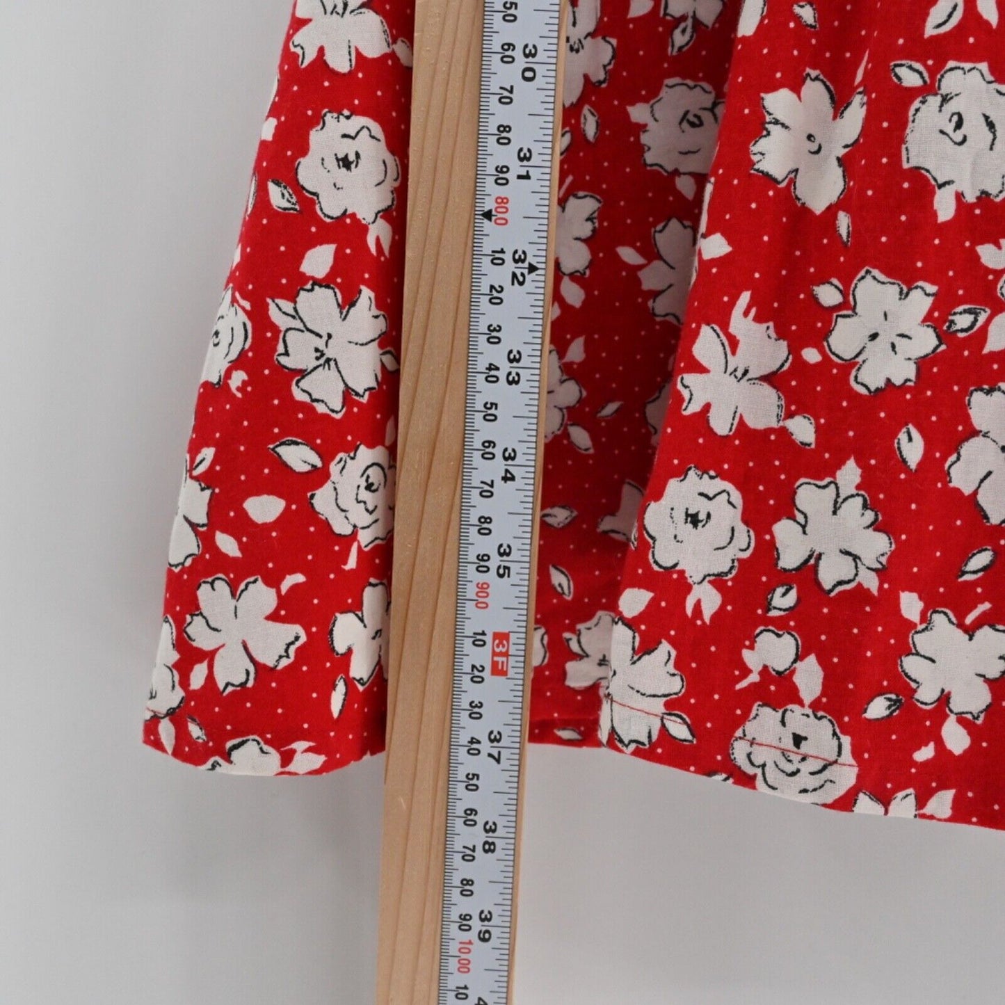 Vtg PAQUETTE Dress Women Sz 6 Red Floral Cotton Square Neck Basque Waist USA 90s