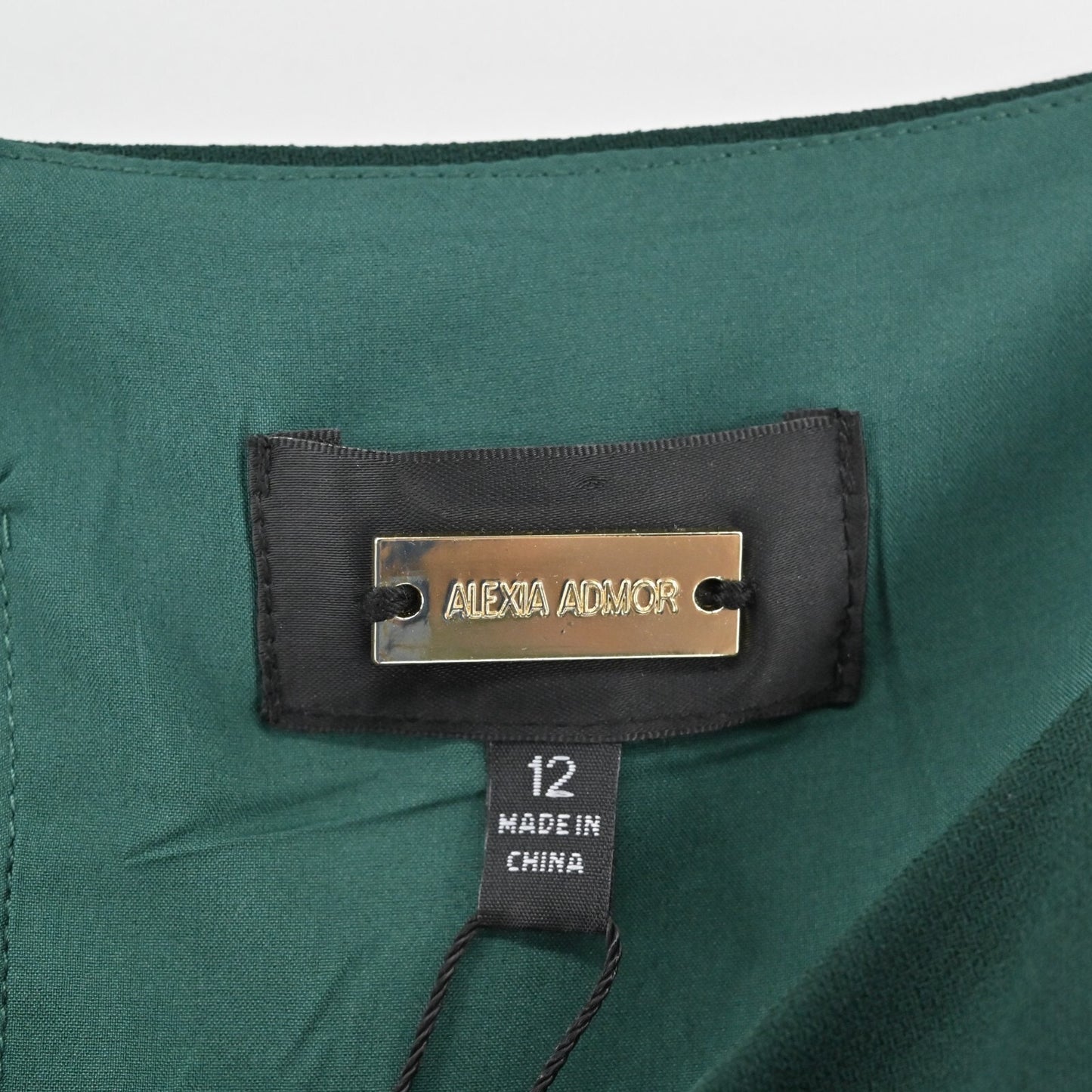 ALEXIA ADMOR Midi Dress Size 12 Emerald Green Bateau Neck ALine Long Sleeve NEW