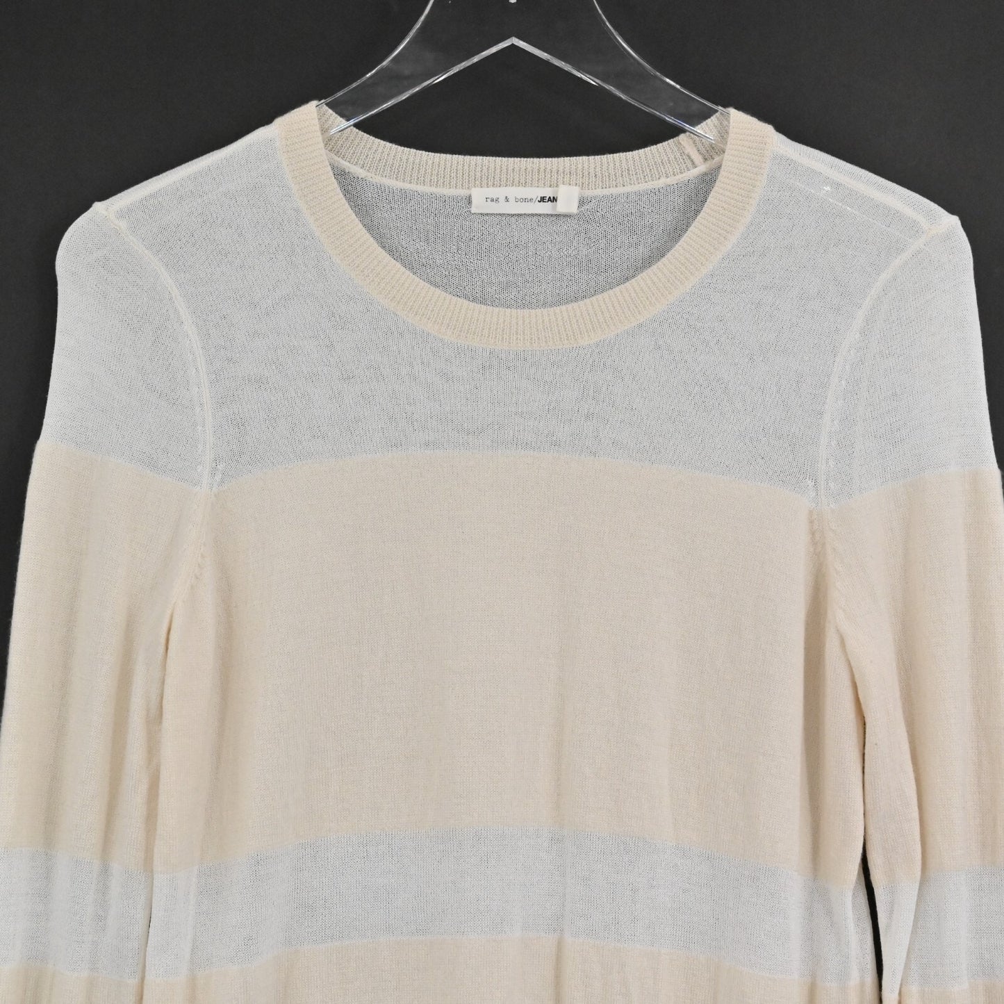 RAG BONE Womens Sweater Merino Wool Size M Vivi Crew Lightweight Stripe Neutral