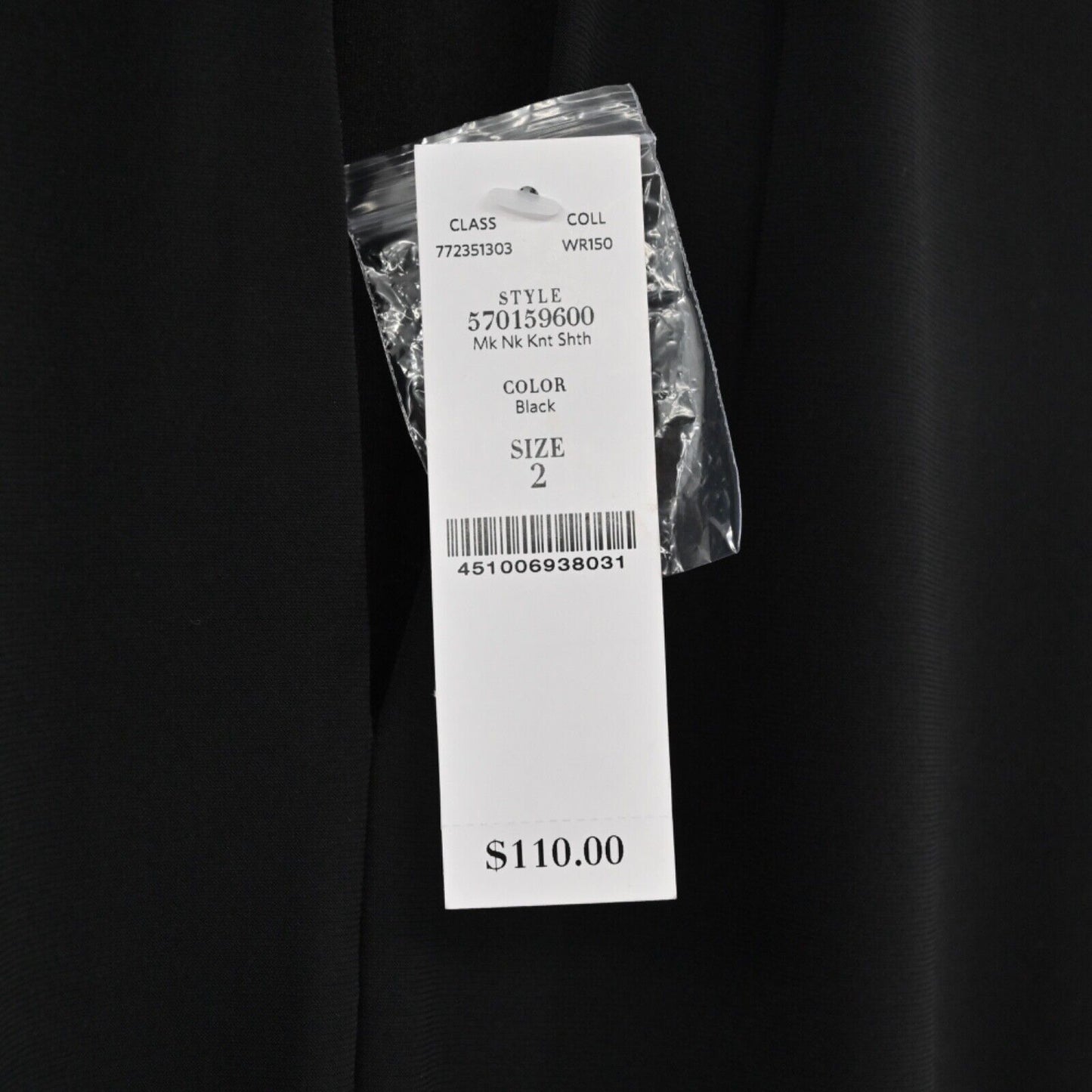 WHBM Dress Womens Size 2 Black Keyhole Mock Neck Long Sleeve Whimsygoth Goth NEW