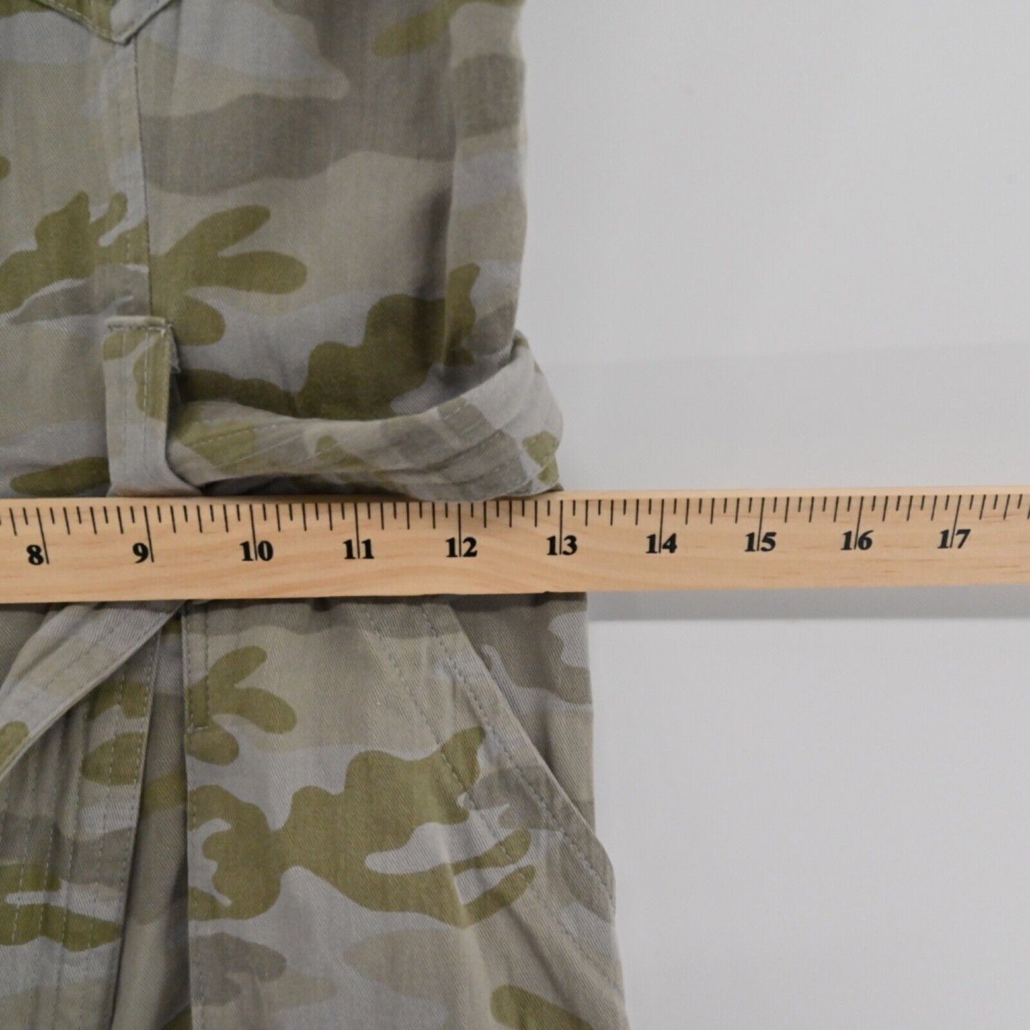 HARD TAIL Dress Womens Sz XS Camo 100% Cotton Belted Button Front Cap Sleeve Y2k