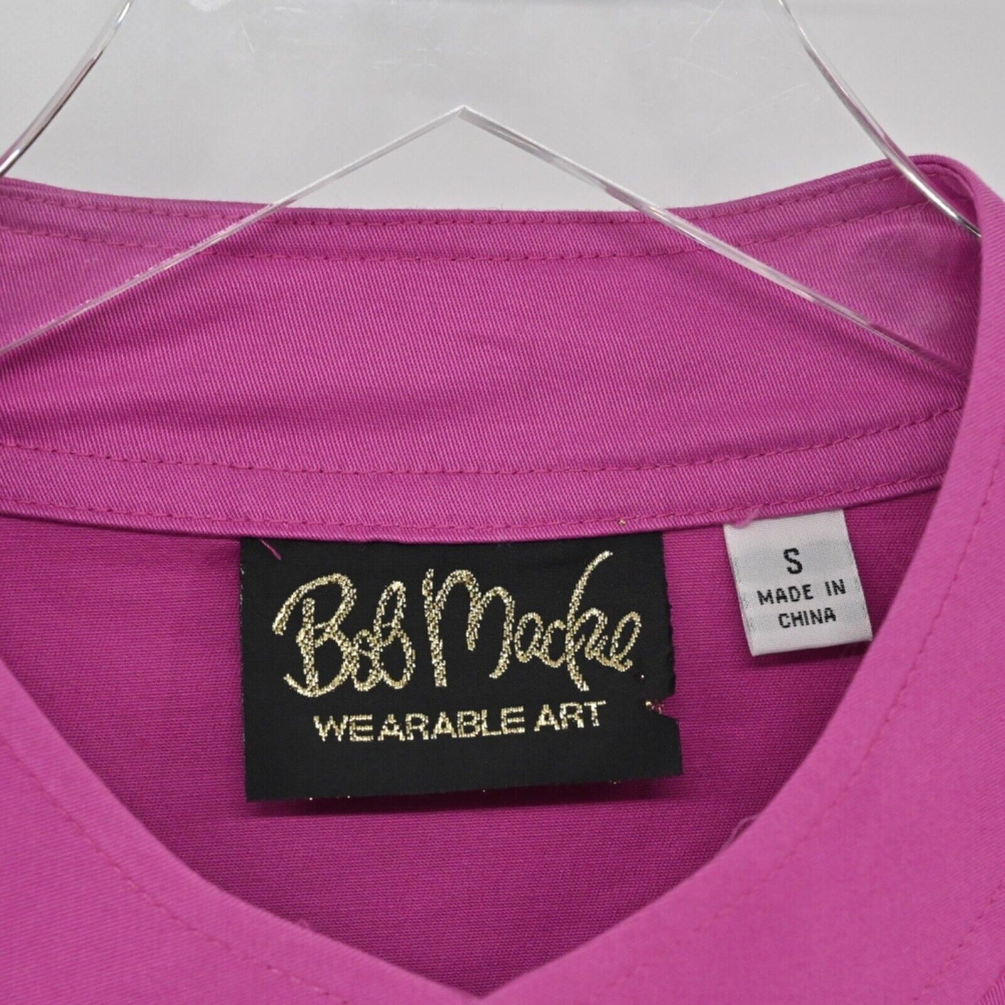 Vtg BOB MACKIE Jacket Womens Size S Pink Grommet Studded 3/4 Sleeve Full Zip 90s
