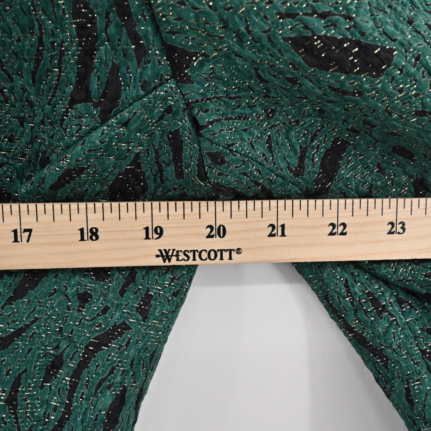 Vtg 80s PARVEEN COUTURIERE Womens Shimmer Jacquard Skirt Suit Sz 12 Green Career
