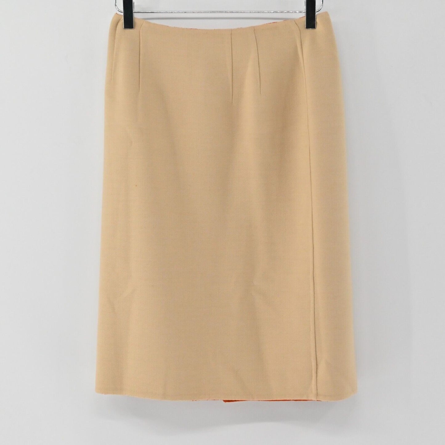 Vtg Reversible Skirt Womens Sz S Orange Tan Tweed Knee Length Wrap Retro 60s 70s