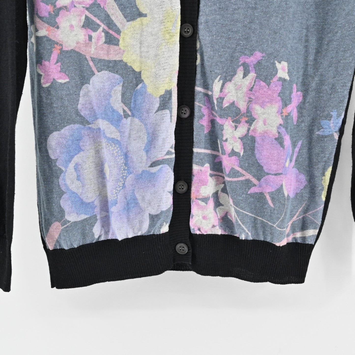DRIES VAN NOTEN Sweater Womens Size S Floral Knit Cardigan Silk Wool Linen Blend
