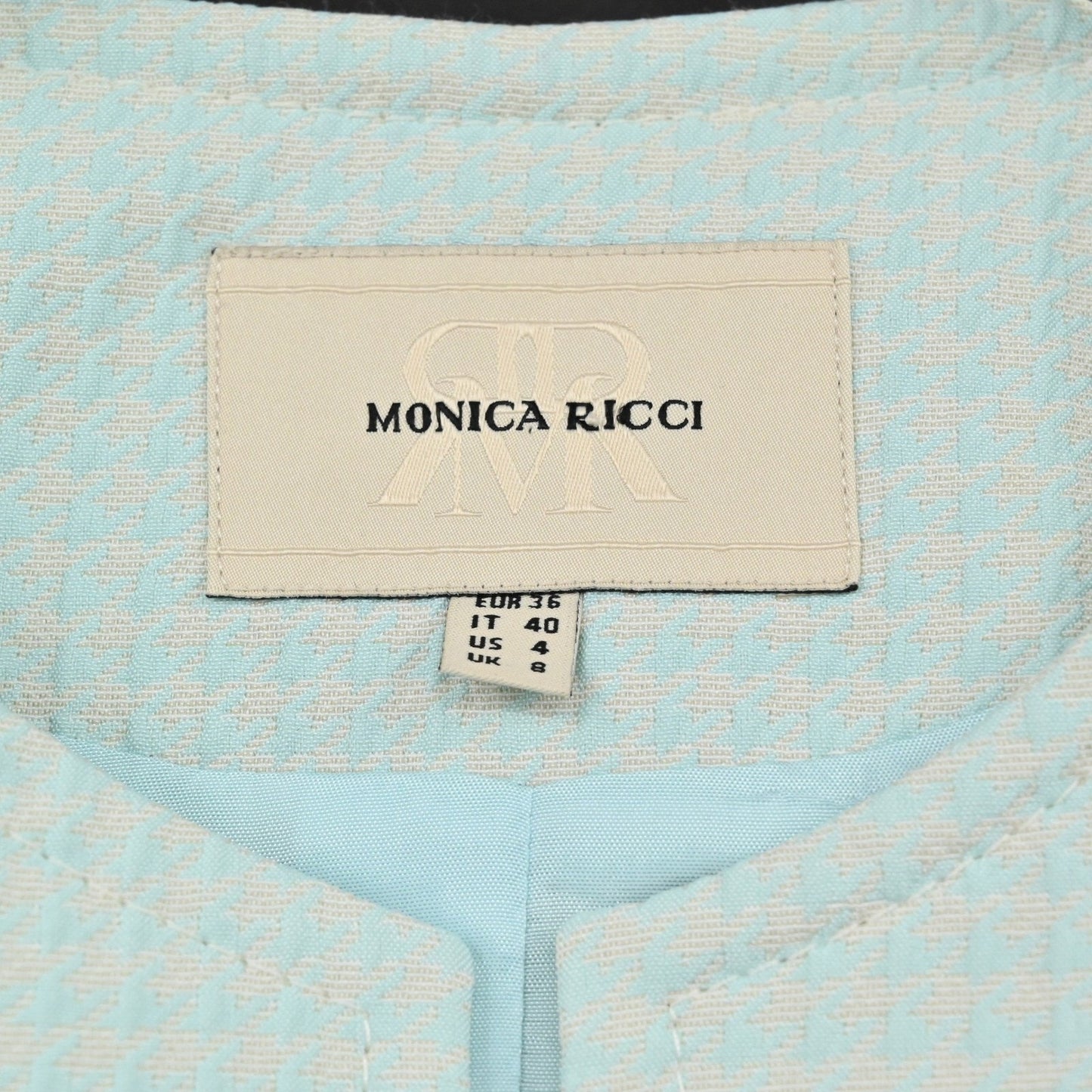 Monica Ricci Womens Textured Blazer Size 4 Light Green Peplum Hem Italy Chic