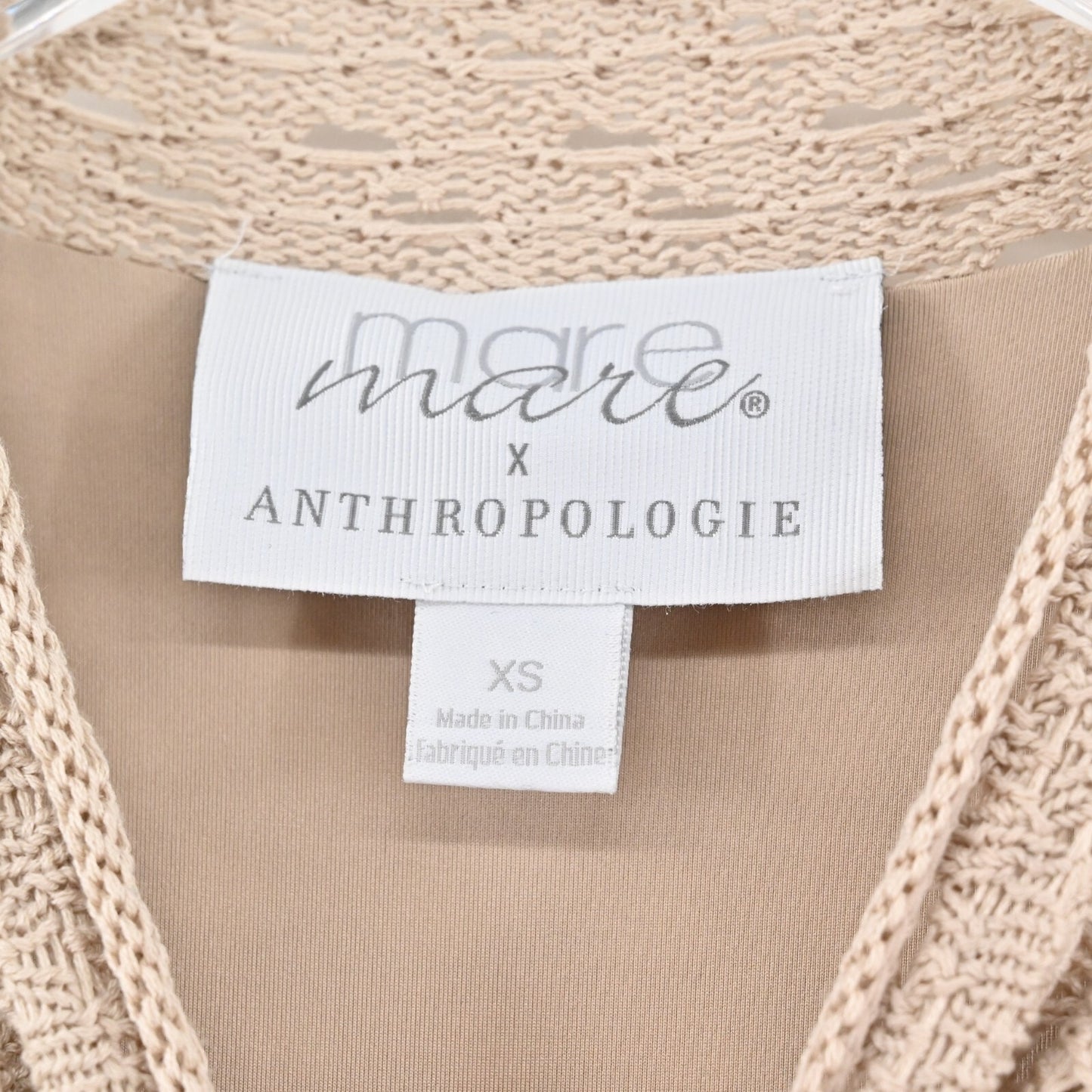 ANTHROPOLOGIE Maxi Dress Size XS Crochet Satin Mare Mare Mock Neck Sleeveless